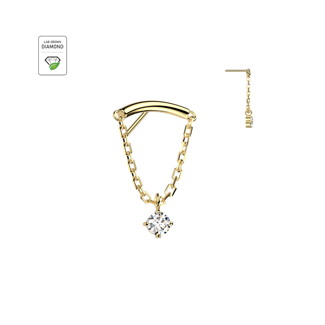 14K GOLD FLOATING CHAIN WITH LAB GROWN DIAMOND