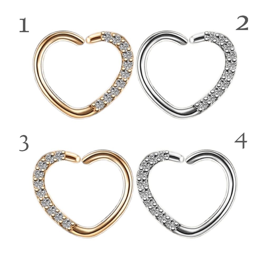 cz paved heart seamless hoop sides