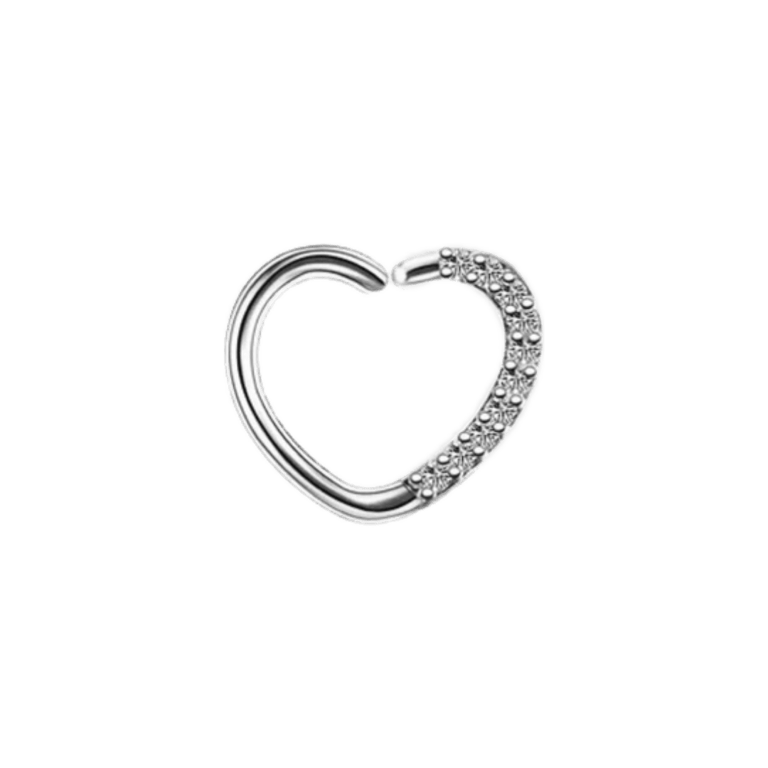 steel color paved heart seamless hoop