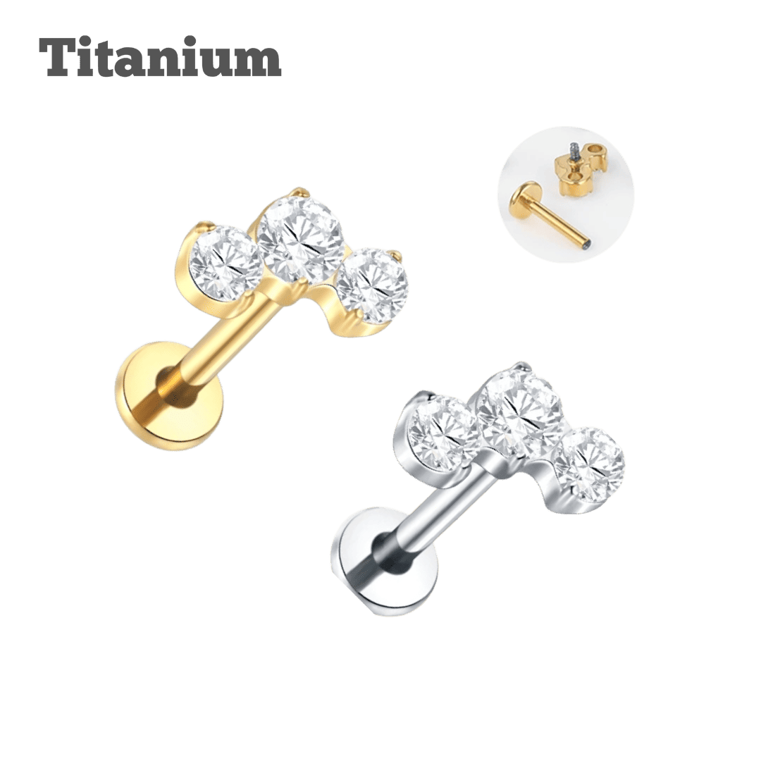 fatima titanium threaded labret earring for conch and helix piercing