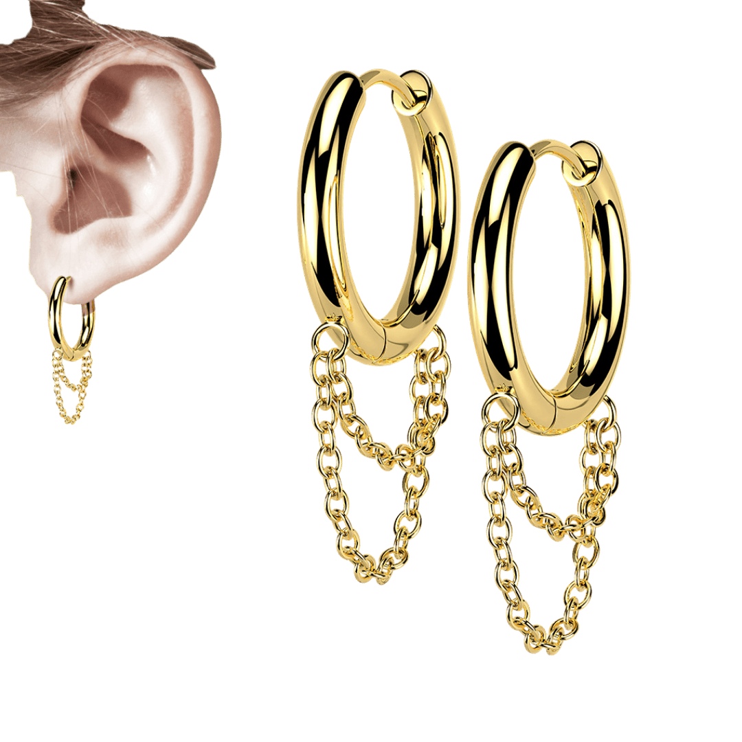 hoops in chains gold color earring
