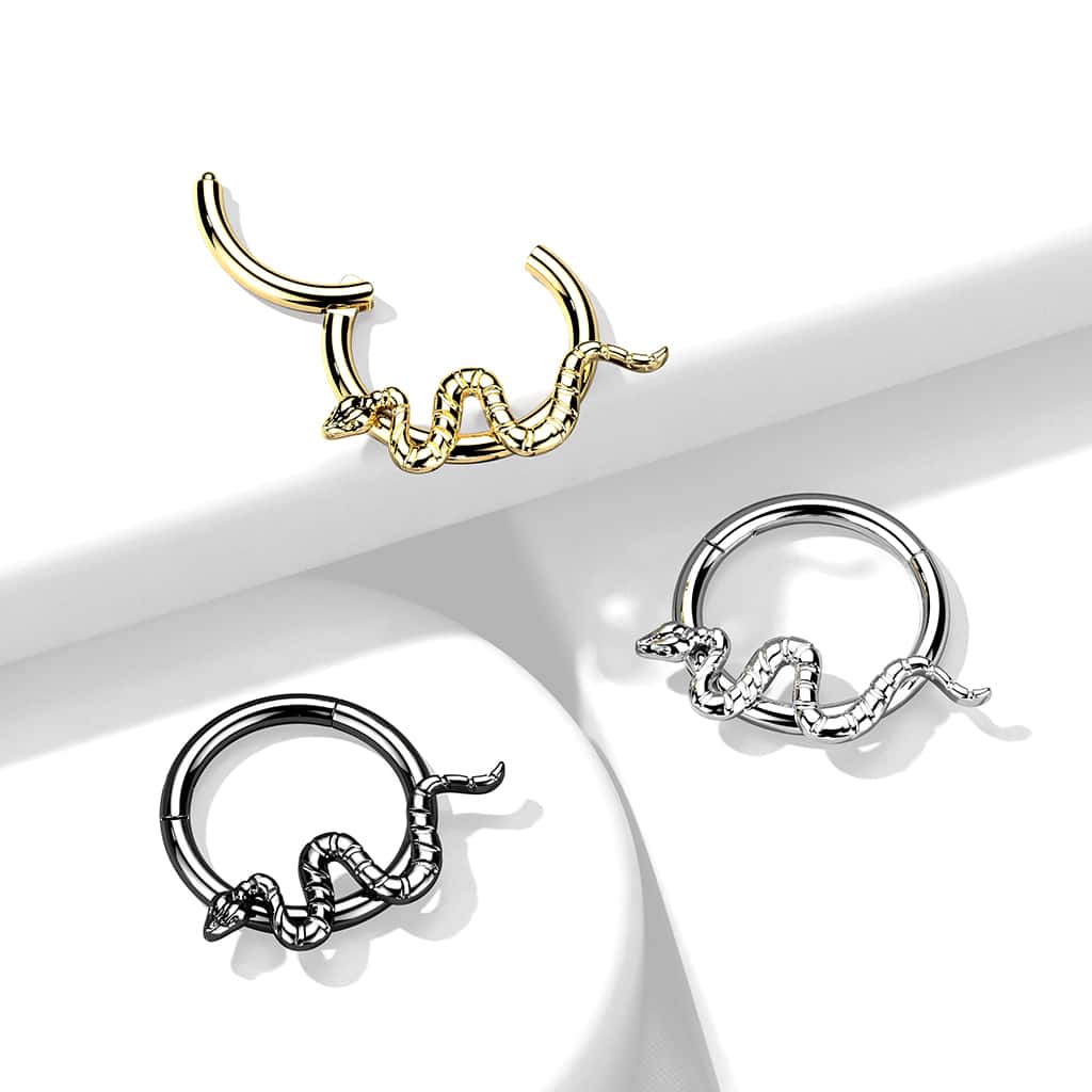 Titanium Snake Hinged Hoop