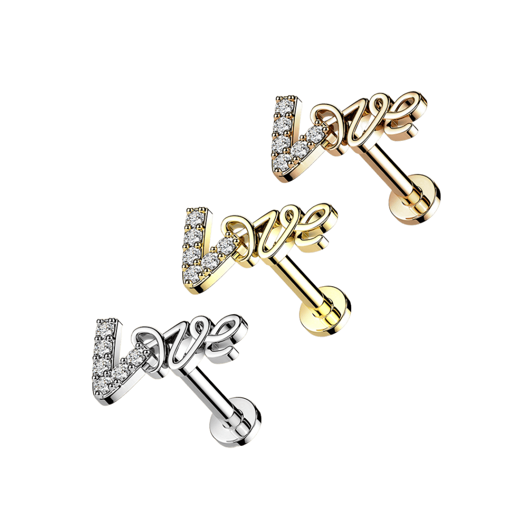studded love labret earring stainless steel