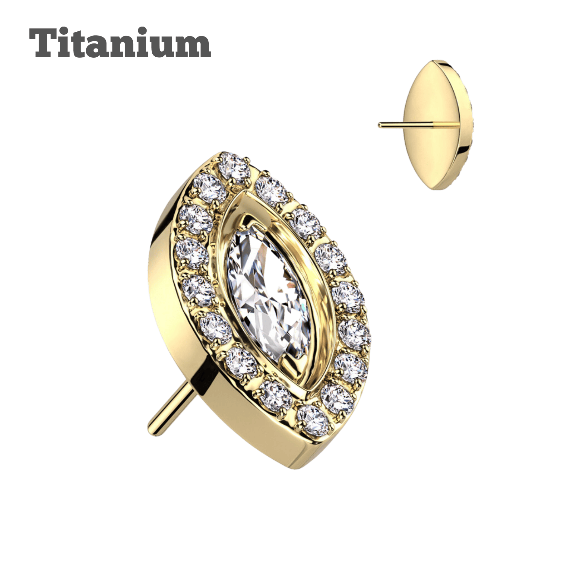 titanium studded evil eye threadless top gold color