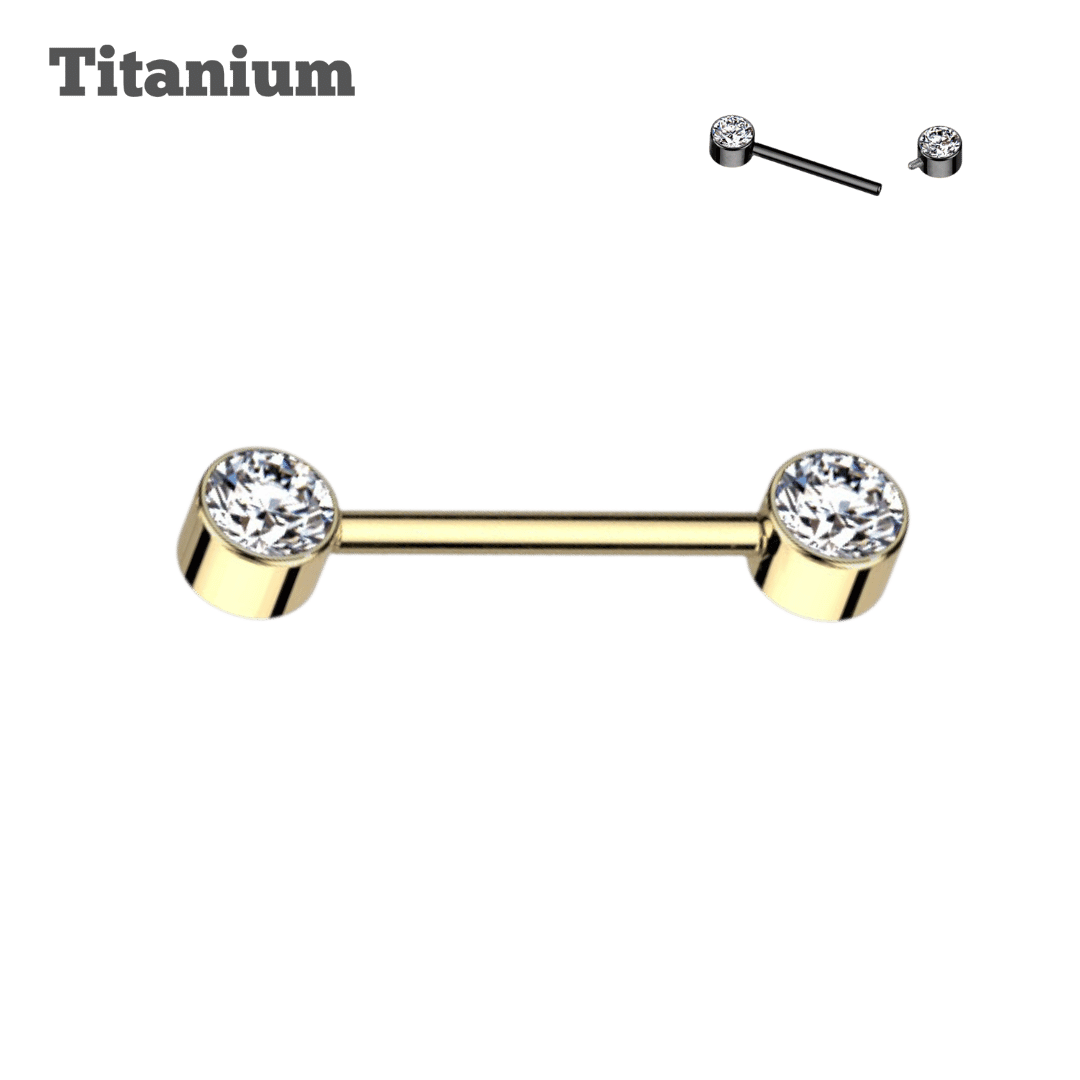 Titanium Gem Ends Threaded Straight Barbell