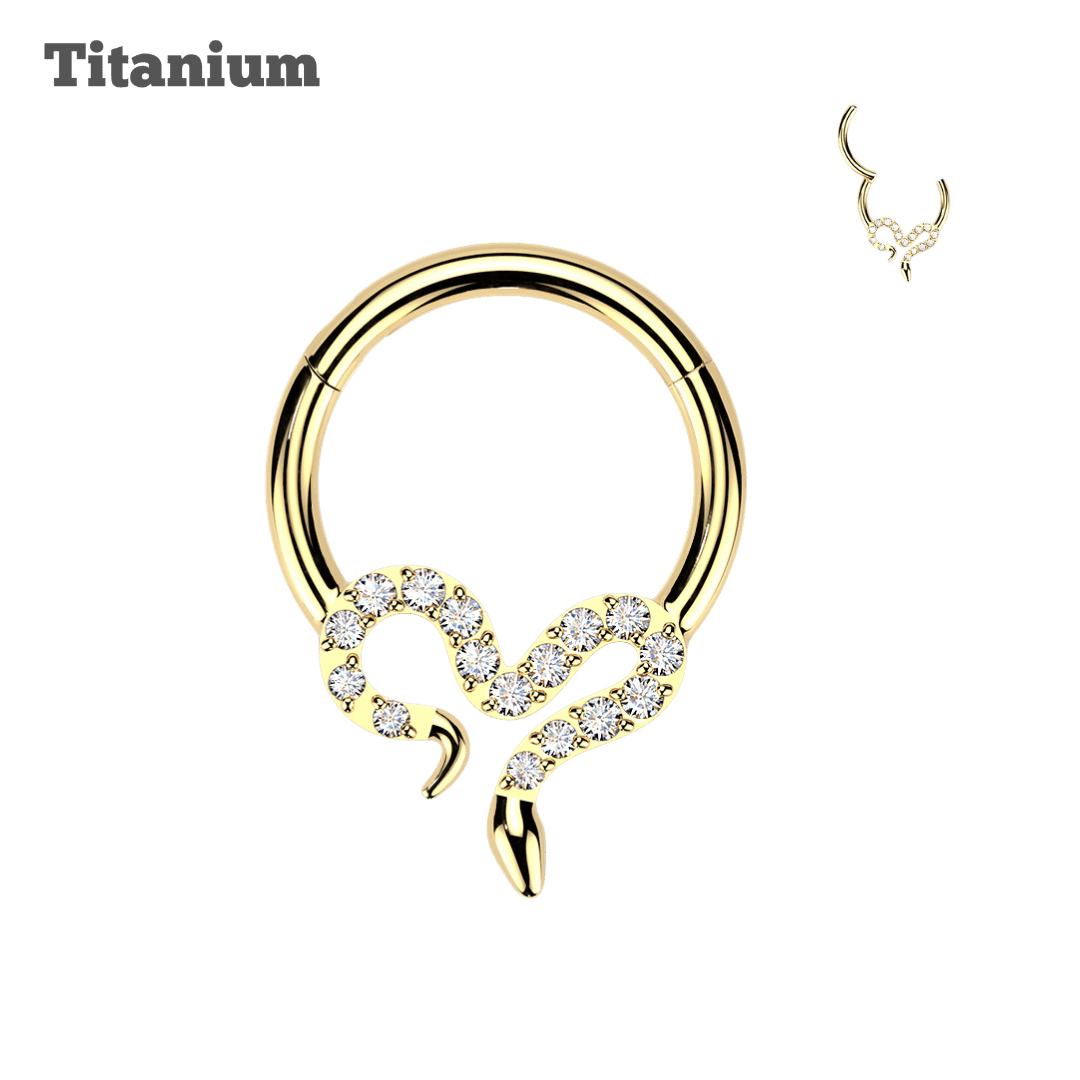 Titanium Paved Slithering Snake Hinged Hoop