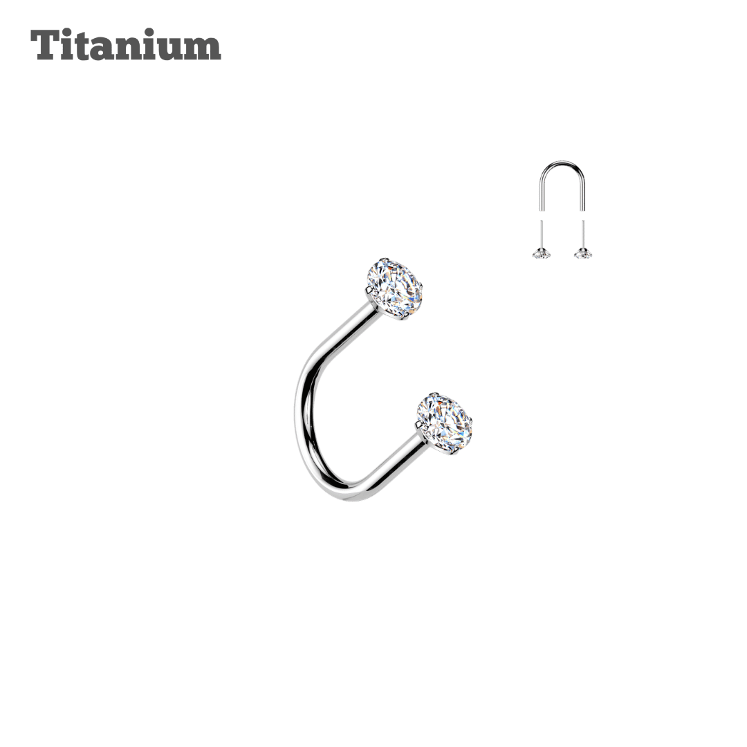 Titanium Pronged Gem U-Hoop