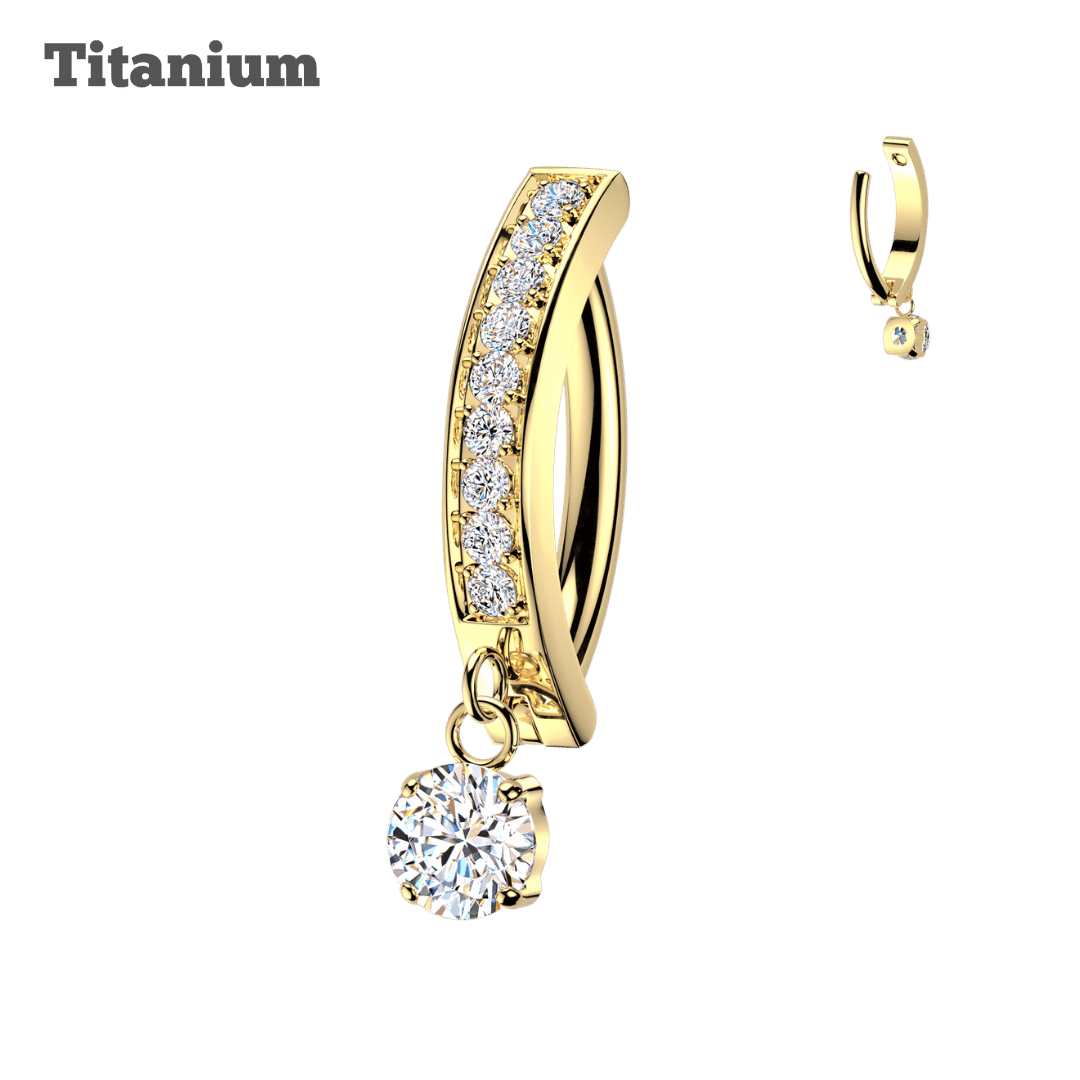 Titanium Studded with Dangling Belly Clicker