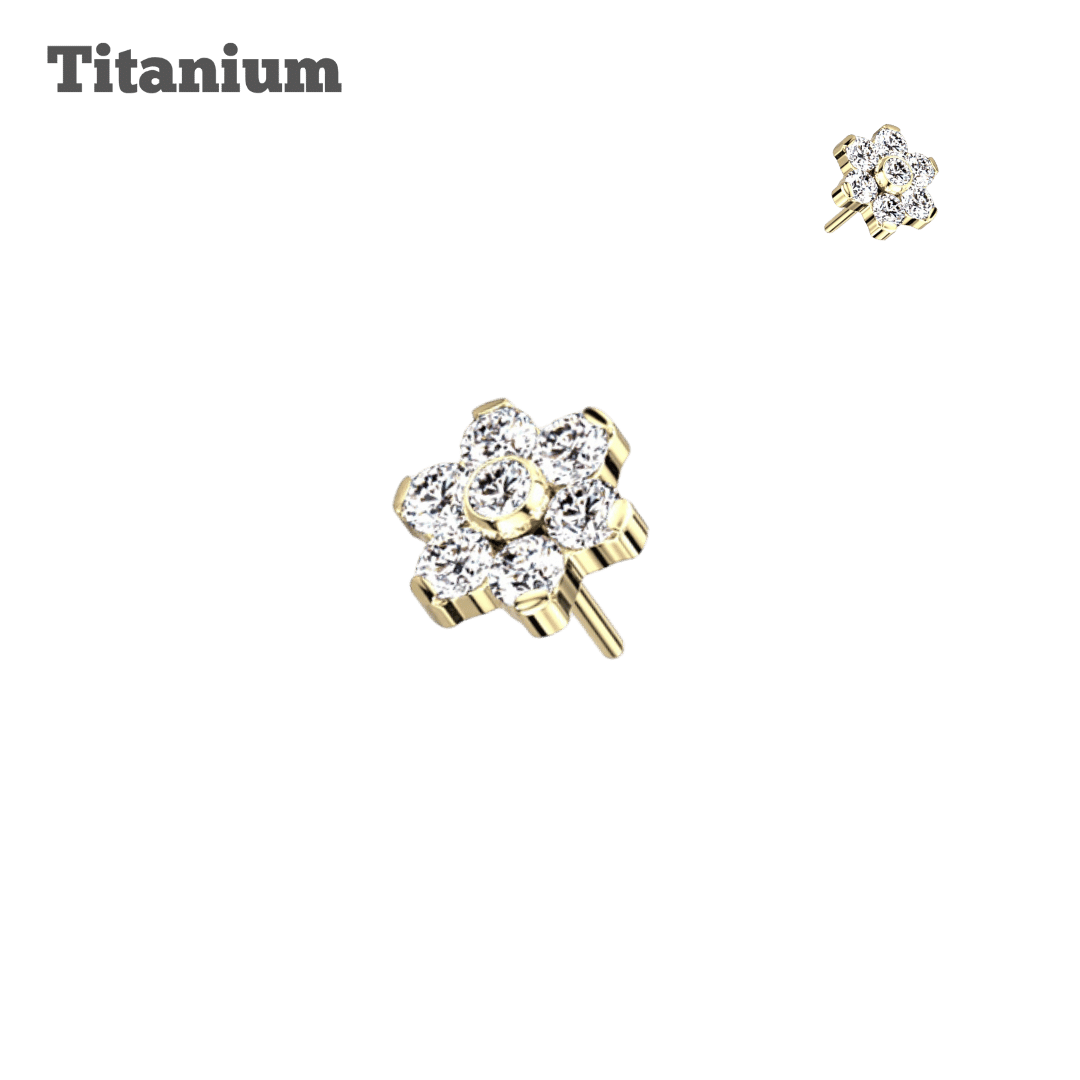 4mm Flower Gem Titanium Threadless Top