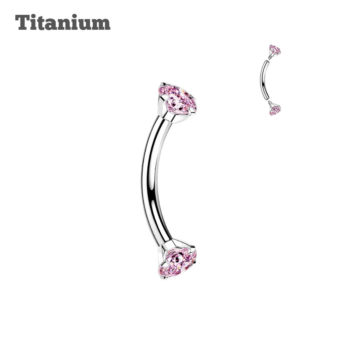 Titanium Crystal Ends Curved Barbell