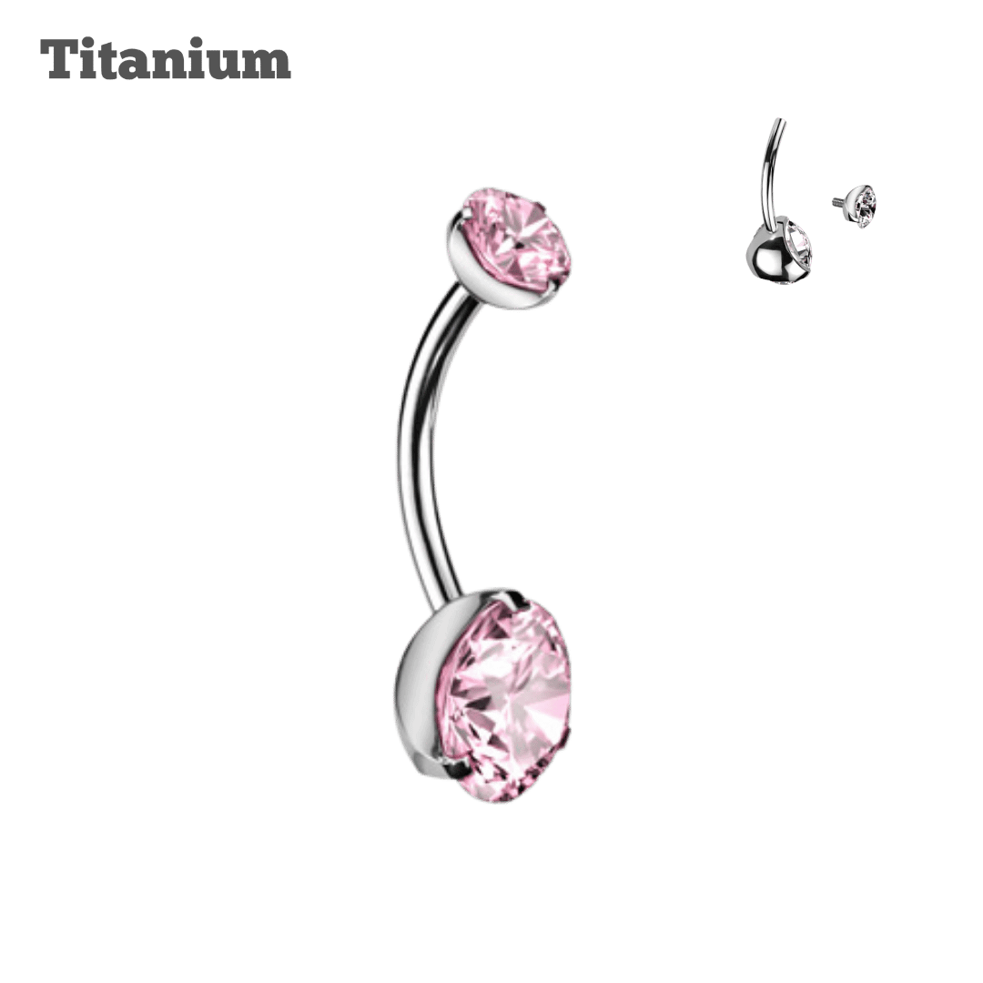 Titanium Pronged Gem Belly Barbell