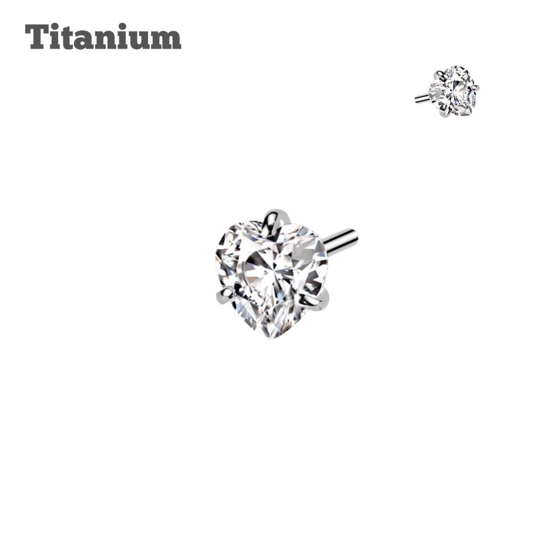 Titanium Heart Gem Threadless Top