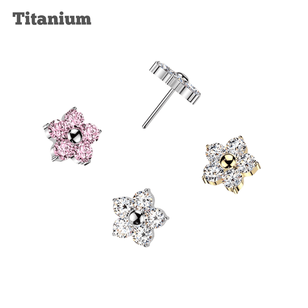 Titanium 5mm Flower Threadless Top