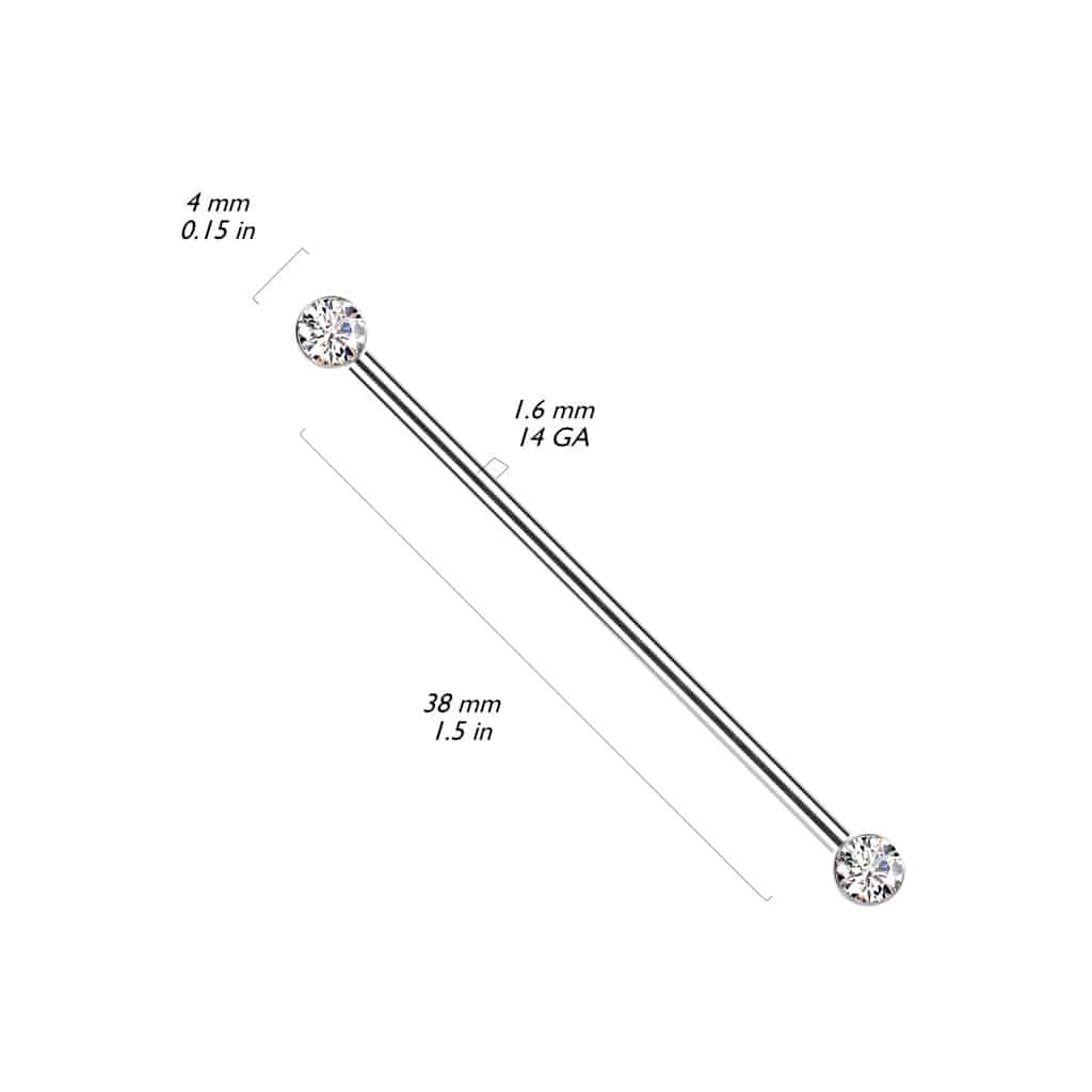 titanium bezeled flat gem threadless straight barbell size