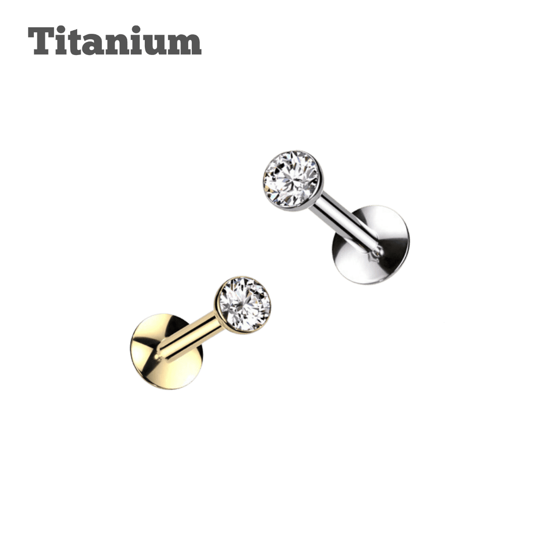 nose and ear piercing jewelry titanium round gem threaded labret