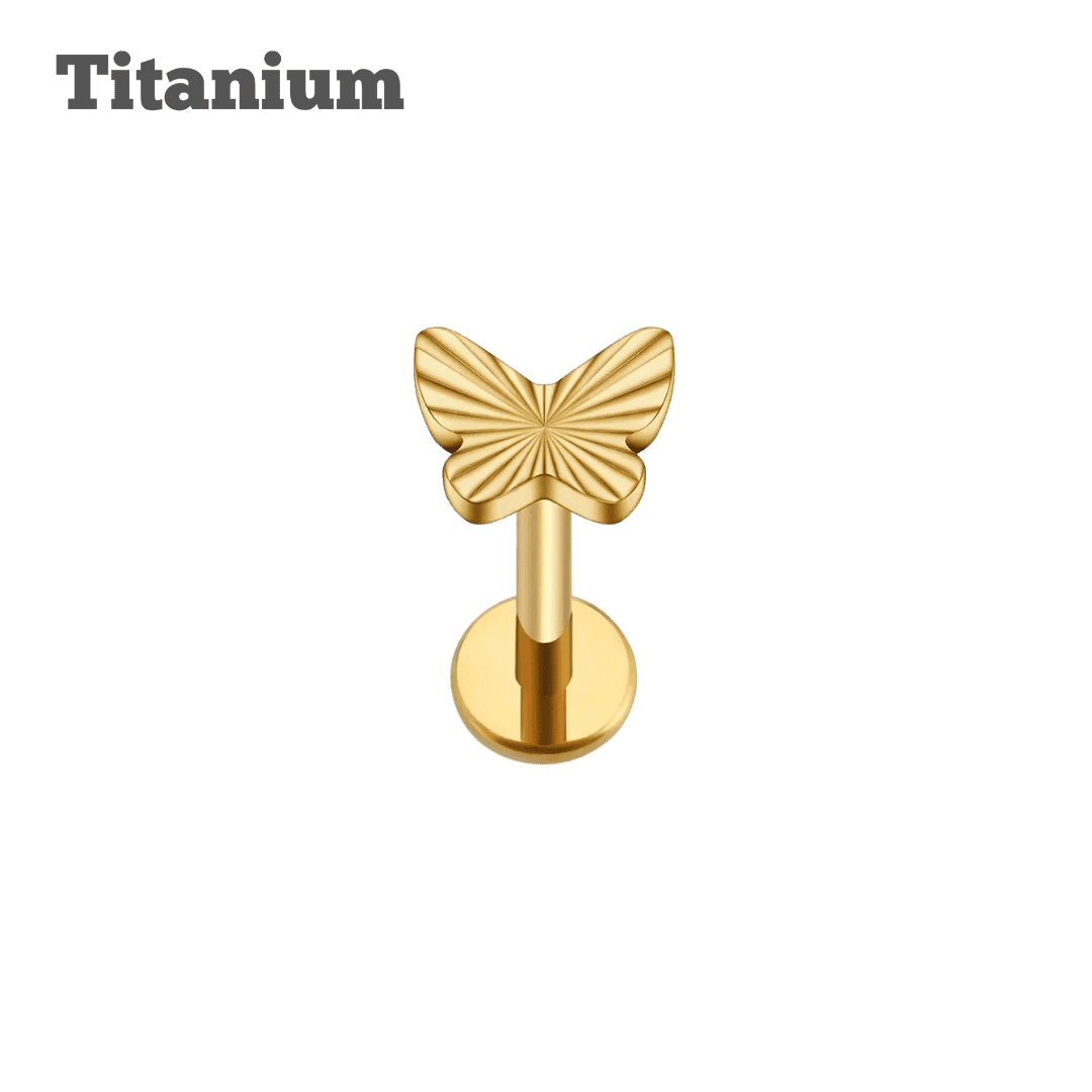 gold color diamond cut butterfly labret