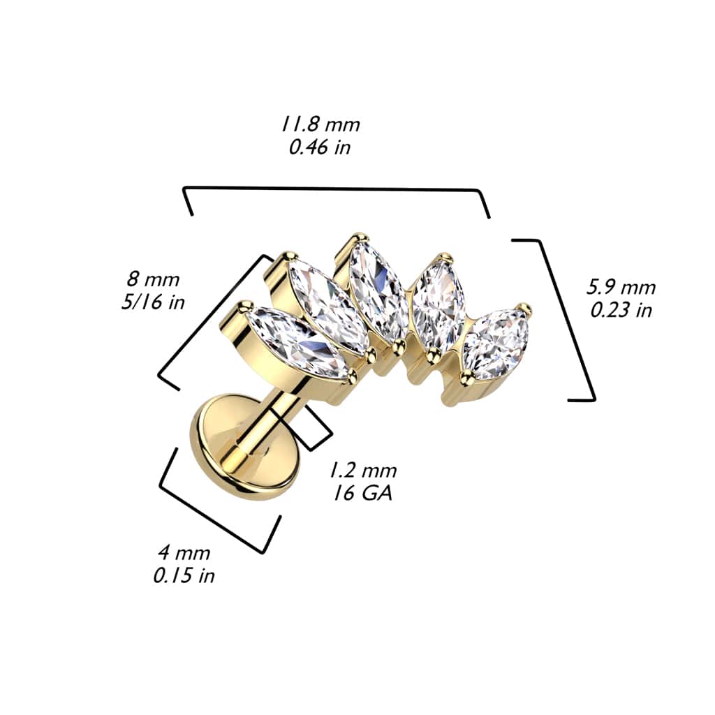 titanium marquis cluster labret size
