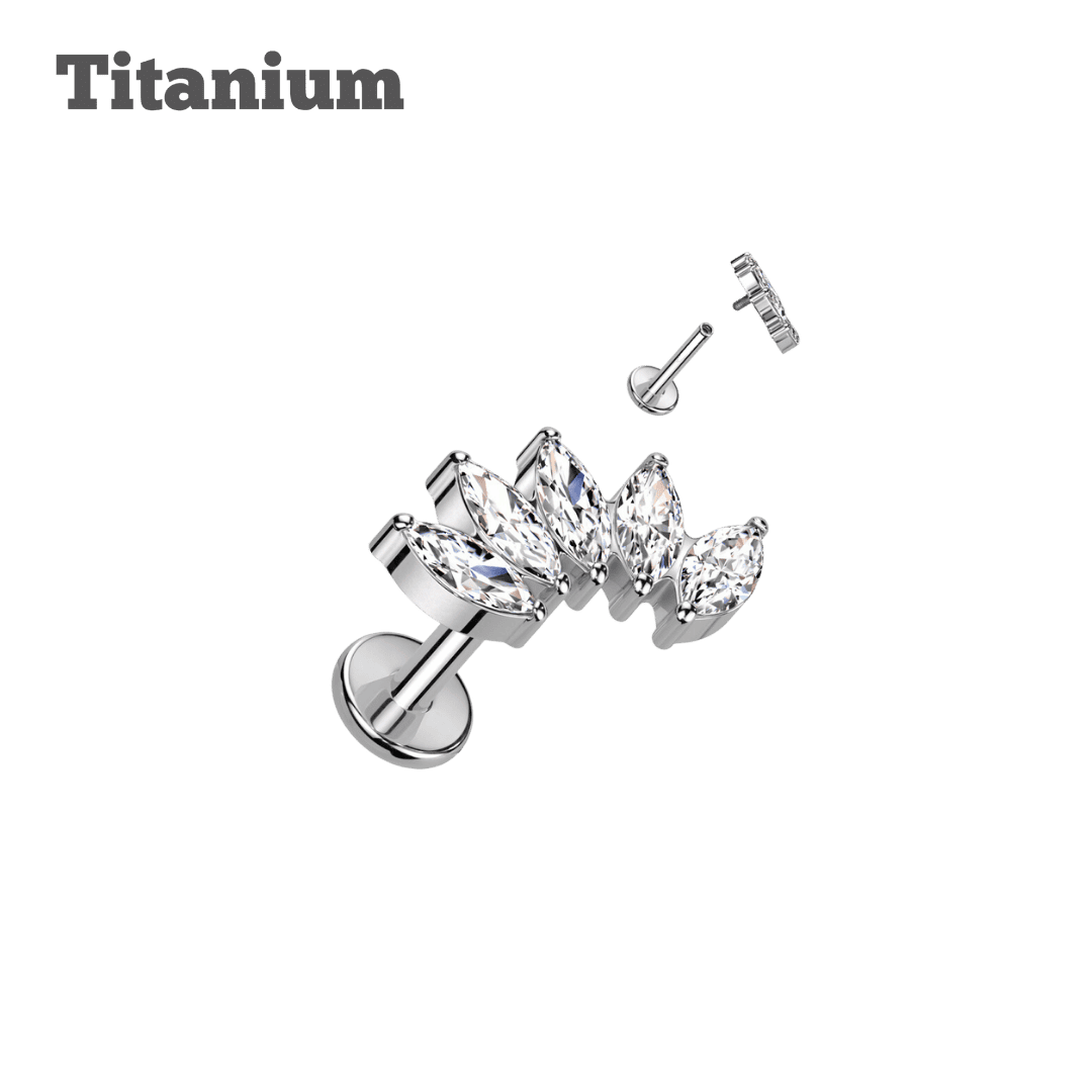 steel color titanium marquis cluster threaded labret