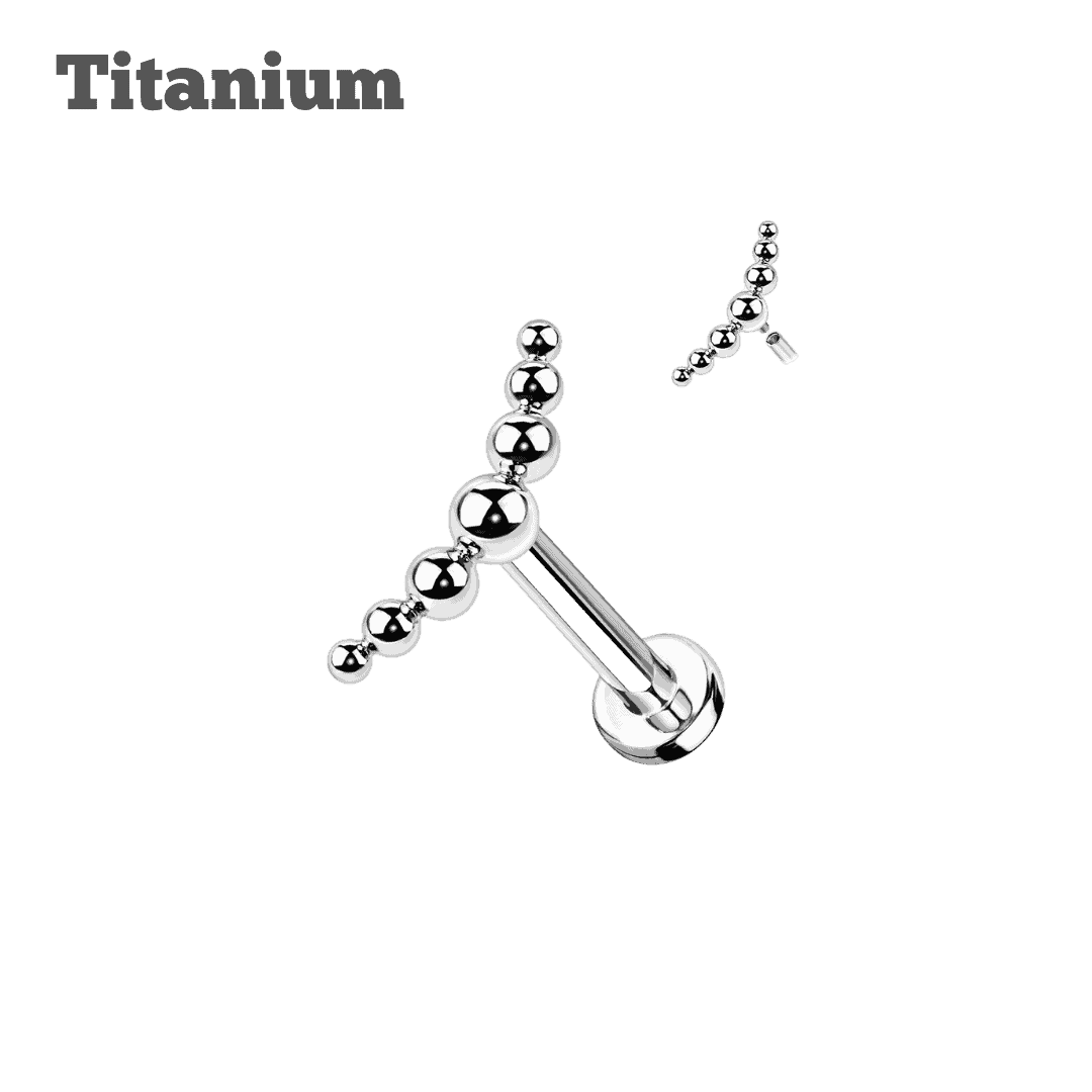 steel color earring titanium multi bead threaded labret