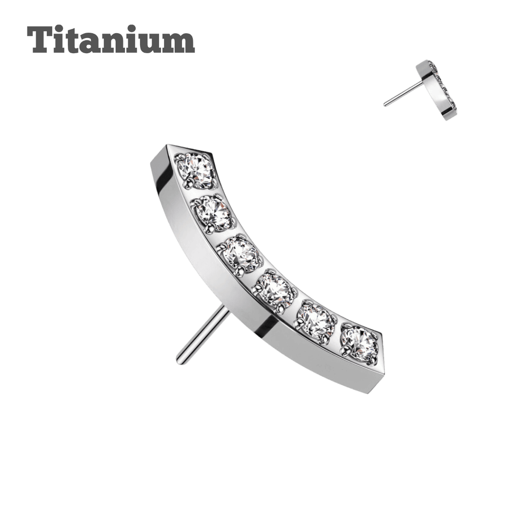 steel color titanium paved curved line threadless top