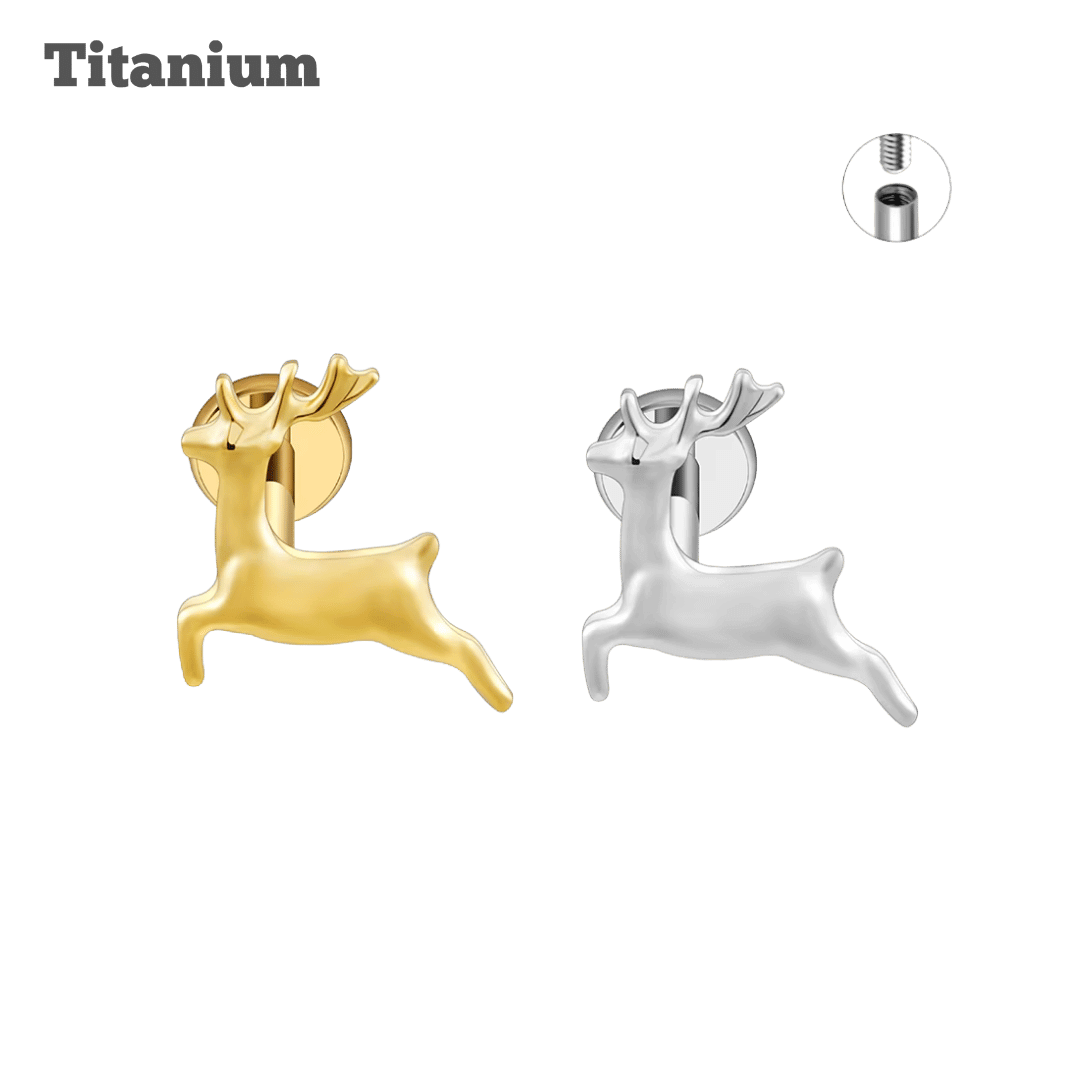 Titanium Reindeer Threaded Labret