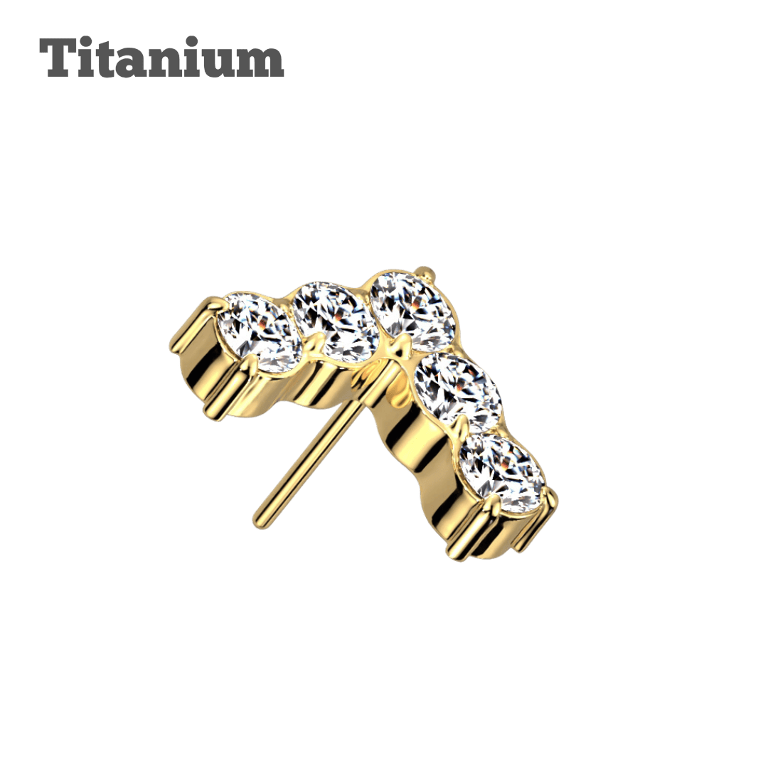 studded peak titanium threadless top gold color earring