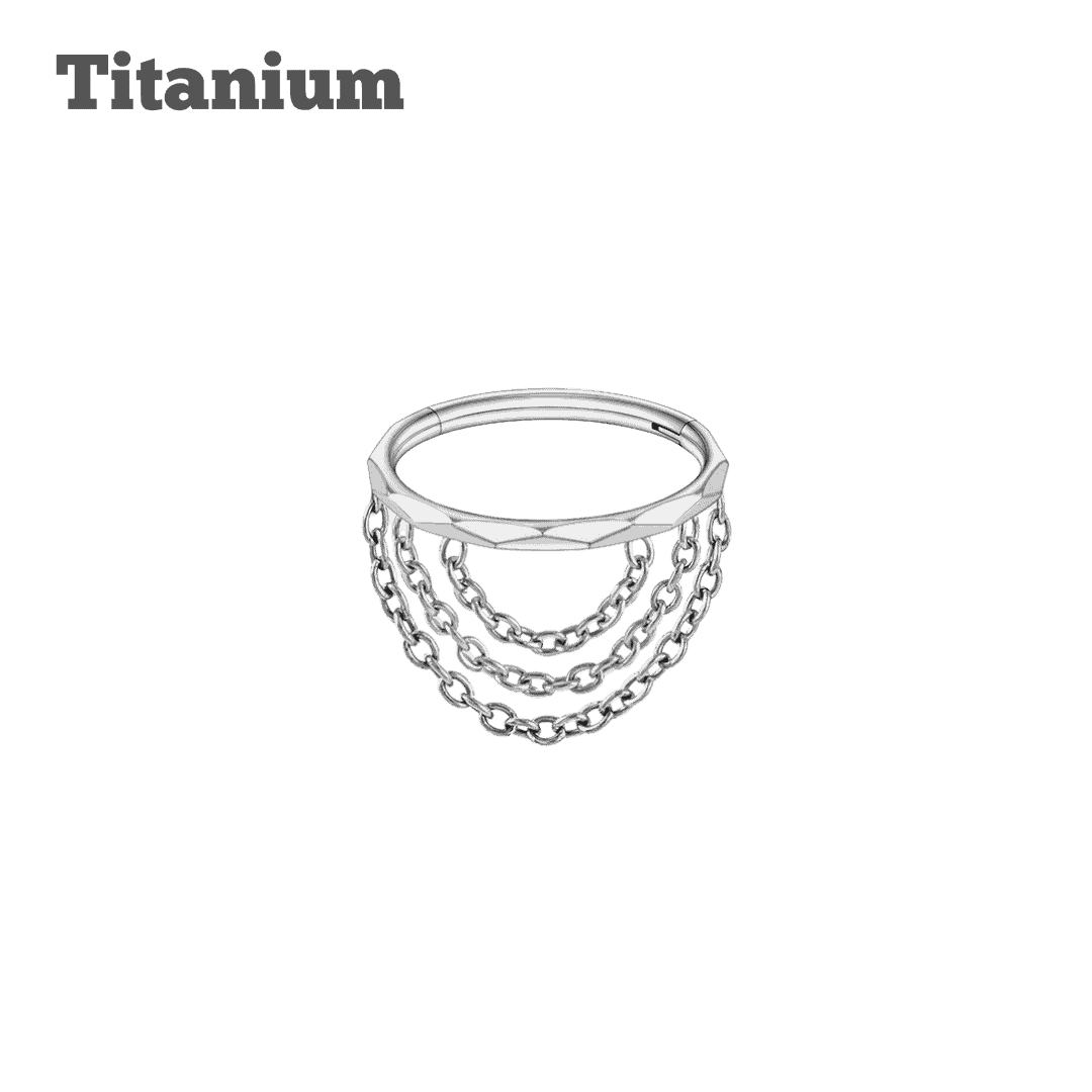 steel color titanium hinged hoop triple chained