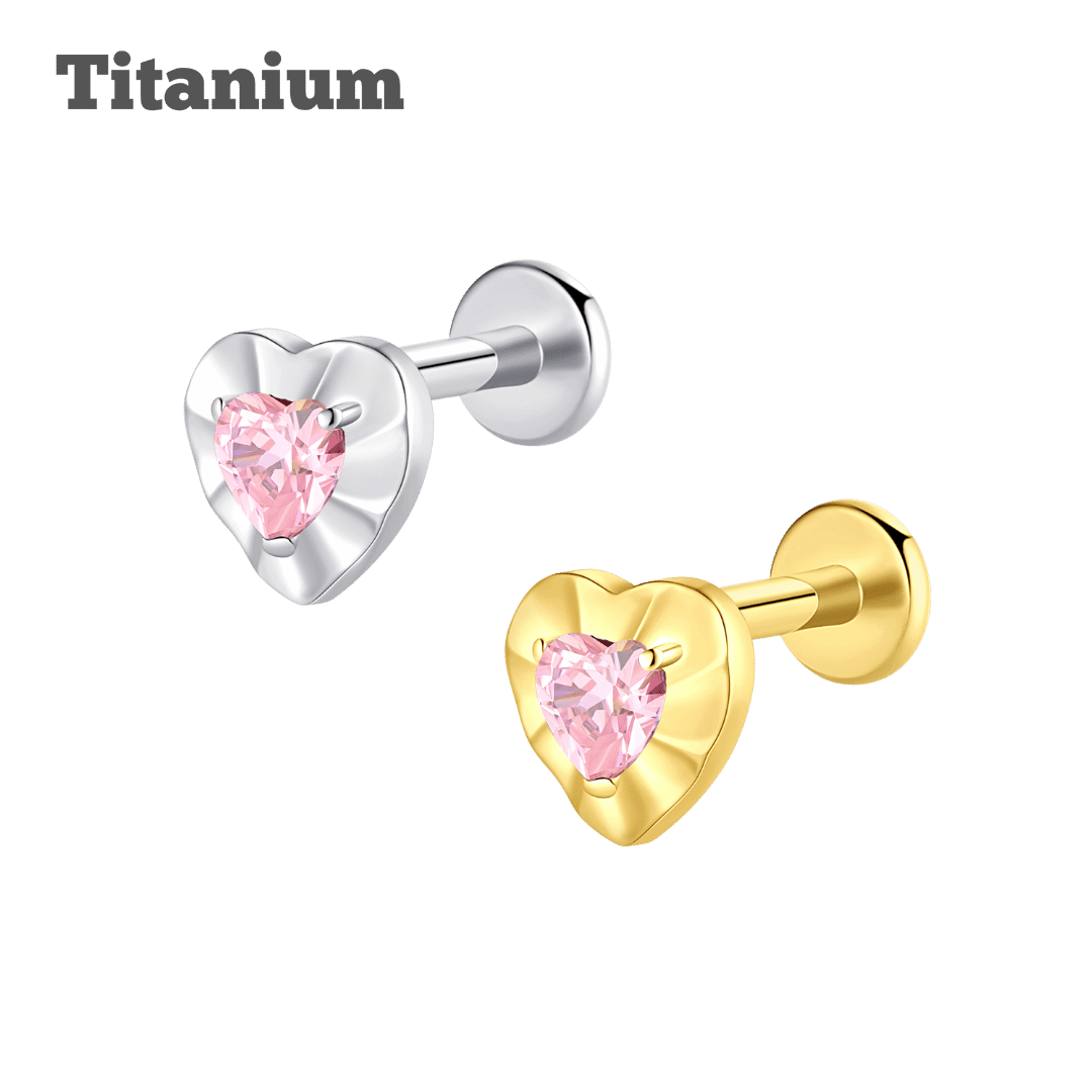 Titanium Heart Sapphire Threadless Labret