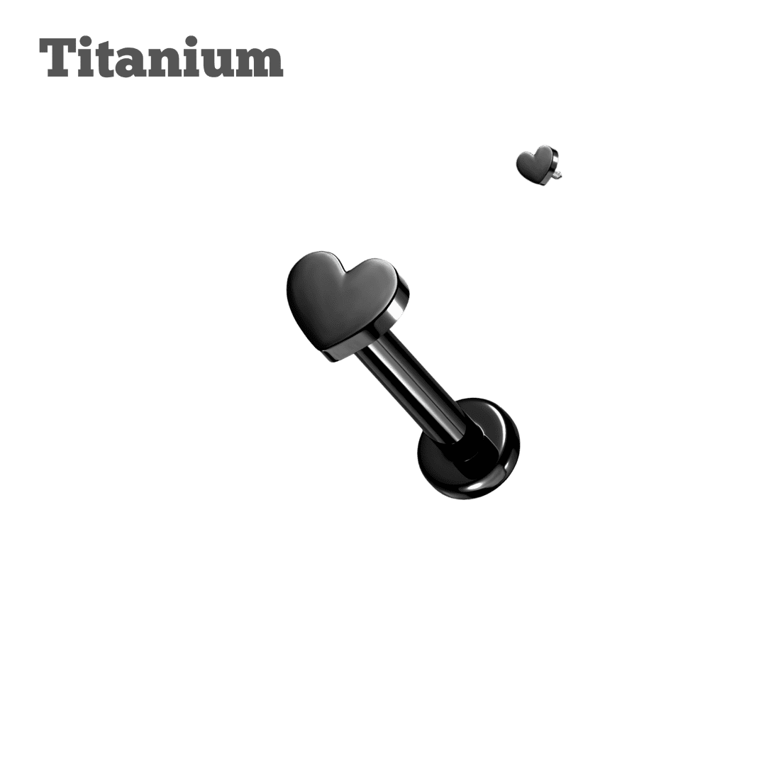 Labret fileté coeur uni en titane