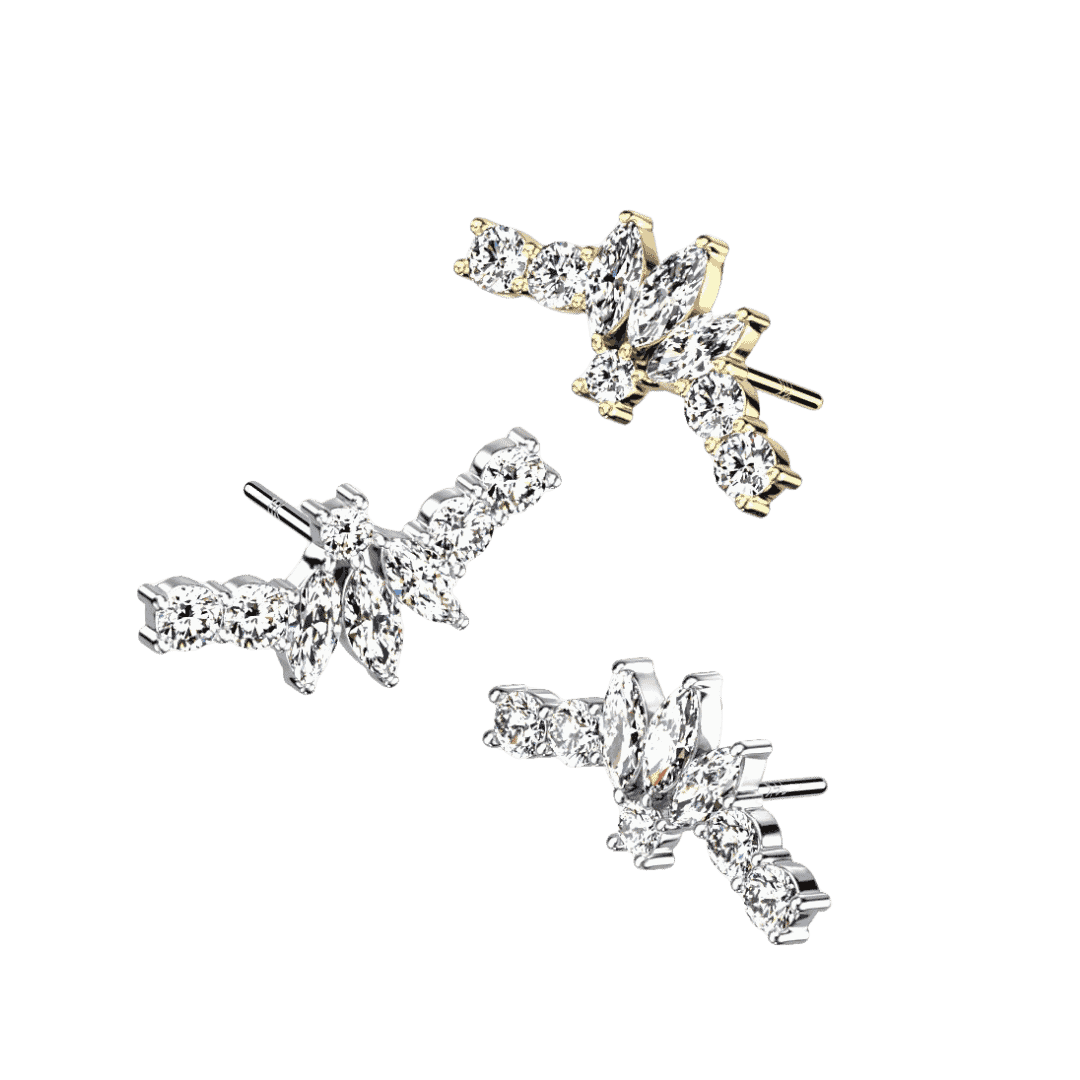 14k gold princess gems threadless top only earring