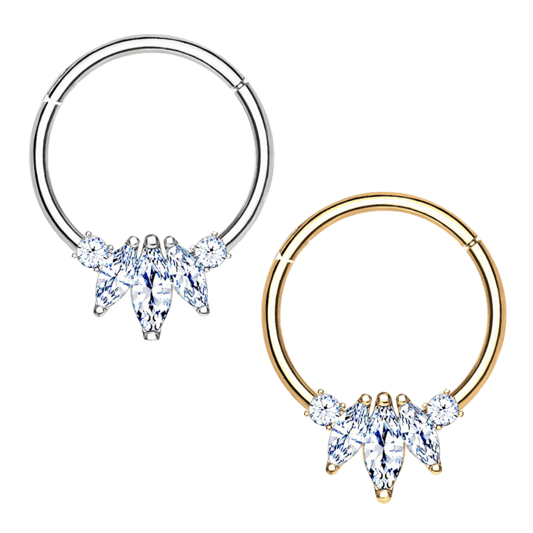 princess hinged hoop septum piercing jewelry 14k
