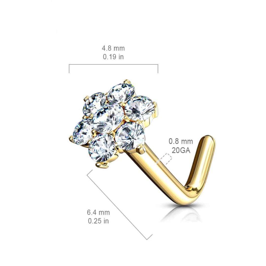 rose flower nose L stud size