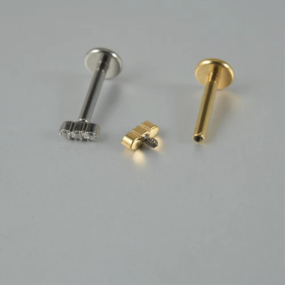 Titanium Linear Gem Threaded Labret