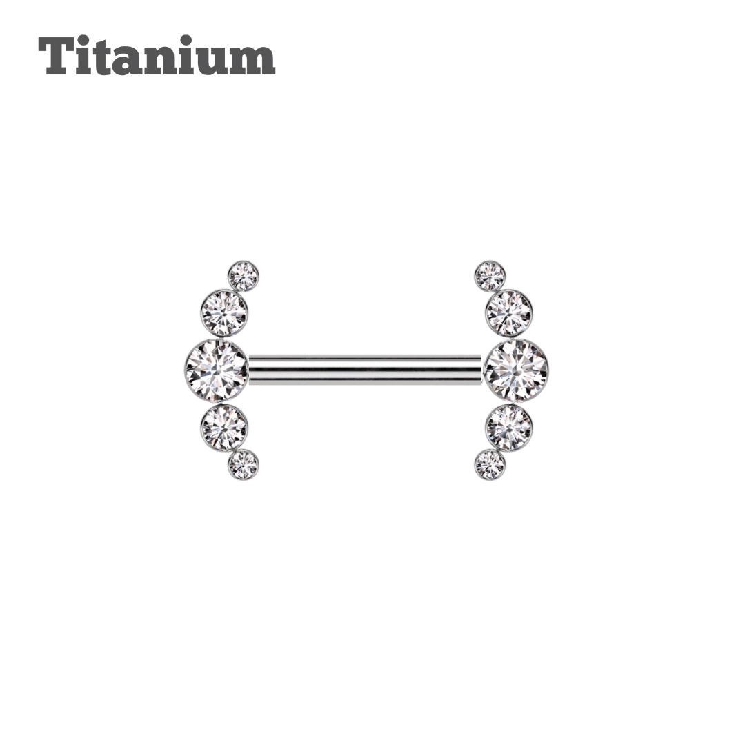 Titanium Cluster CZ Ends Threaded Straight Barbell