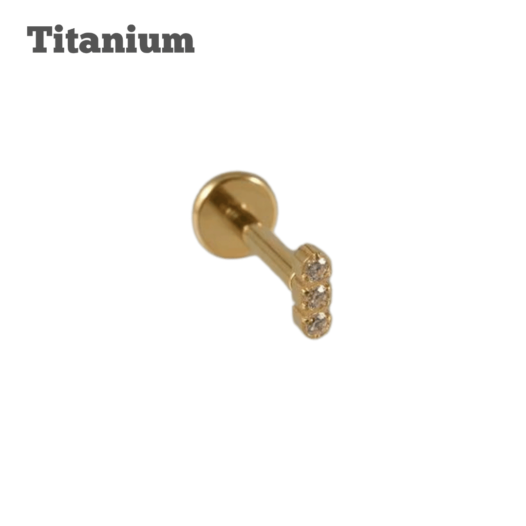 Titanium Linear Gem Threaded Labret