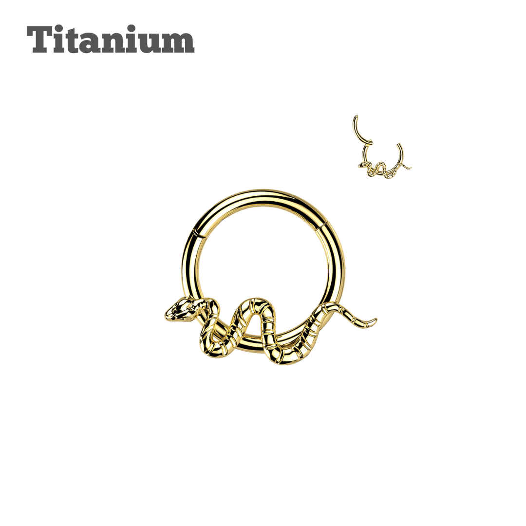 gold color titanium earring snake hinged hoop