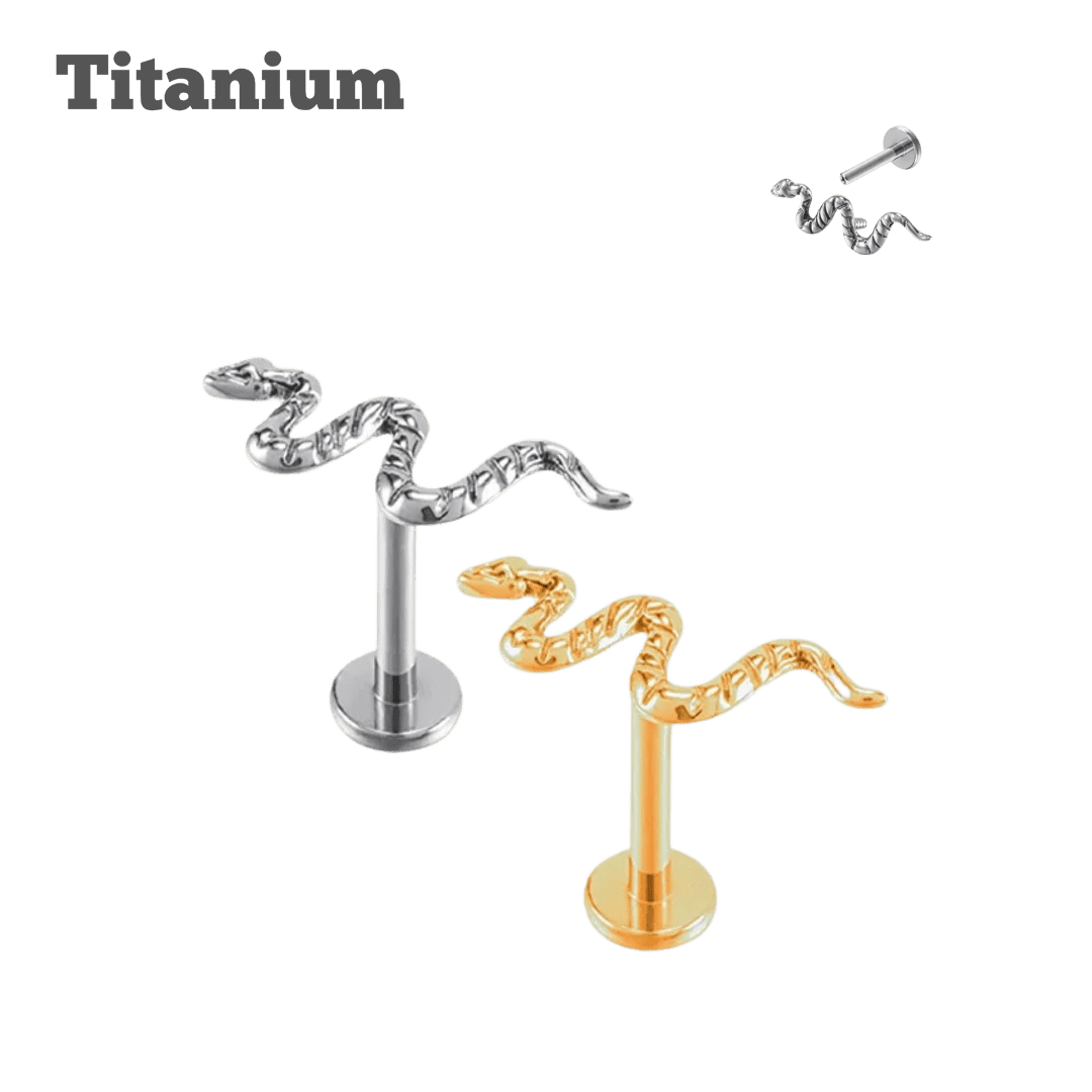 titanium snake threaded labret for helix and lobe piercing