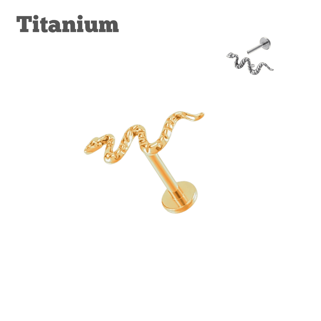 gold color titanium snake threaded labret