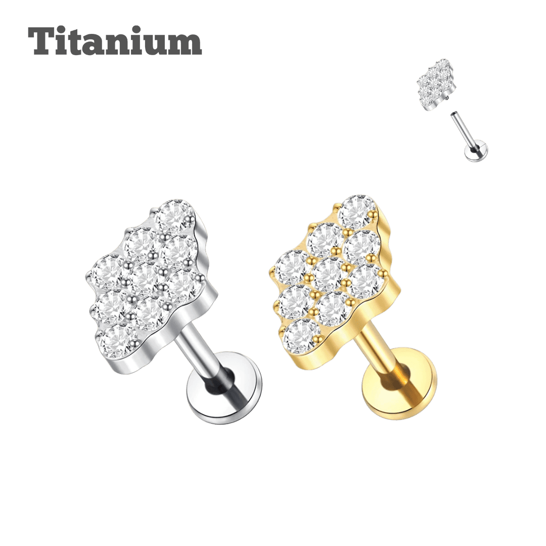titanium studded diamond shape threaded earring