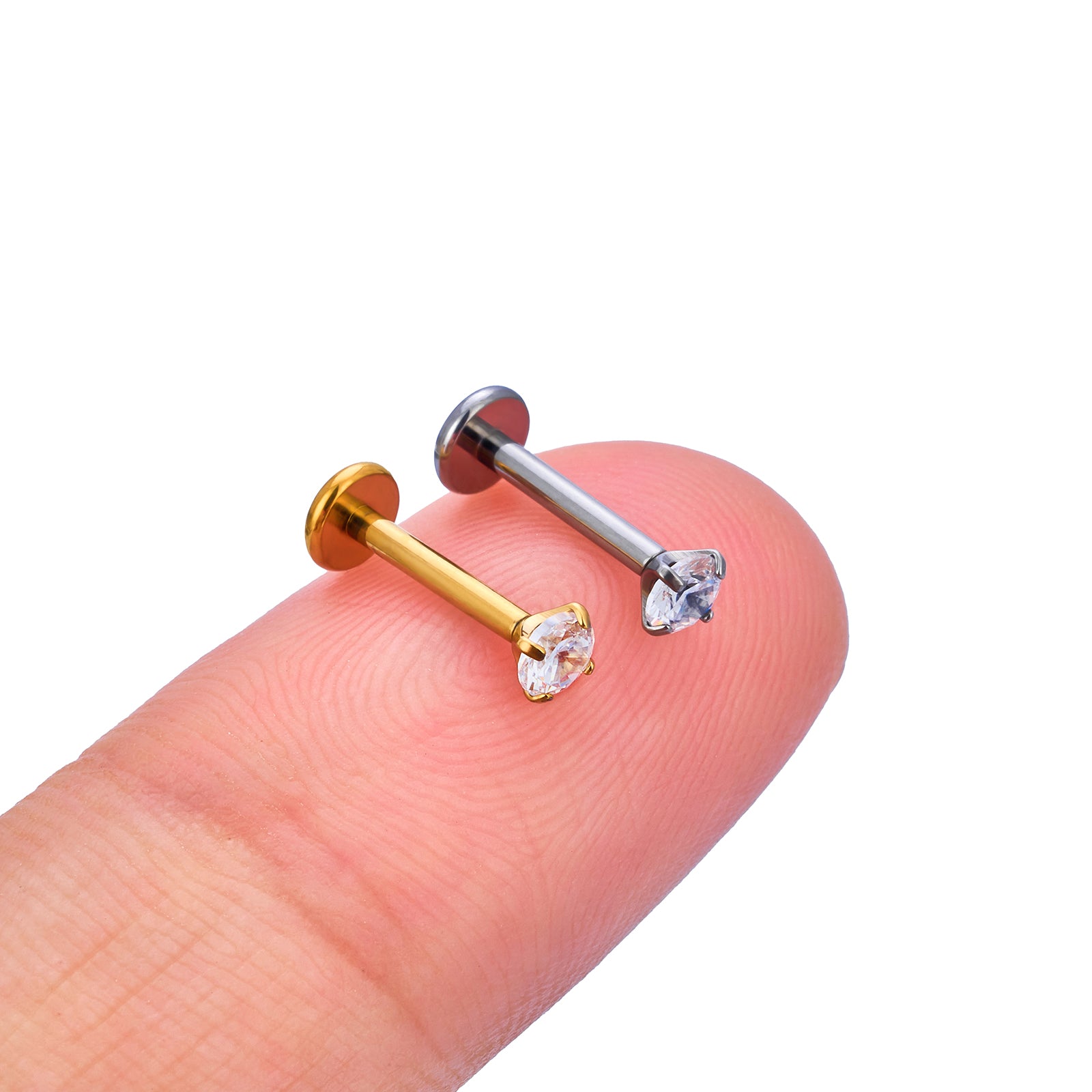 Pronged Gem Titanium Threadless Labret