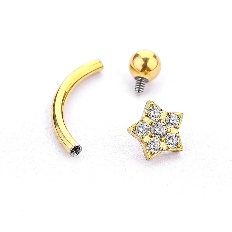 Titanium Studded Star Internally Threaded Rook Barbell