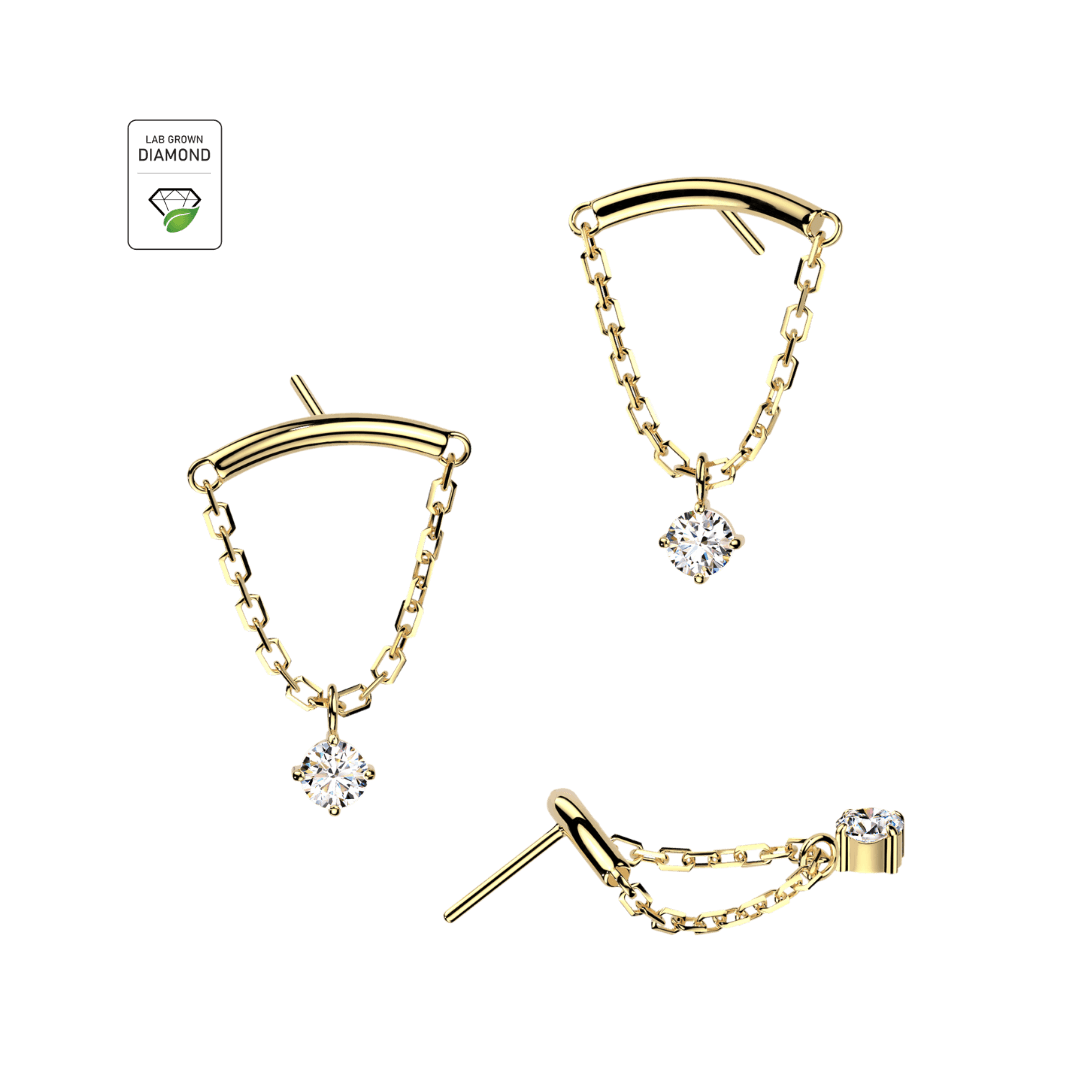 14K GOLD FLOATING CHAIN WITH LAB GROWN DIAMOND