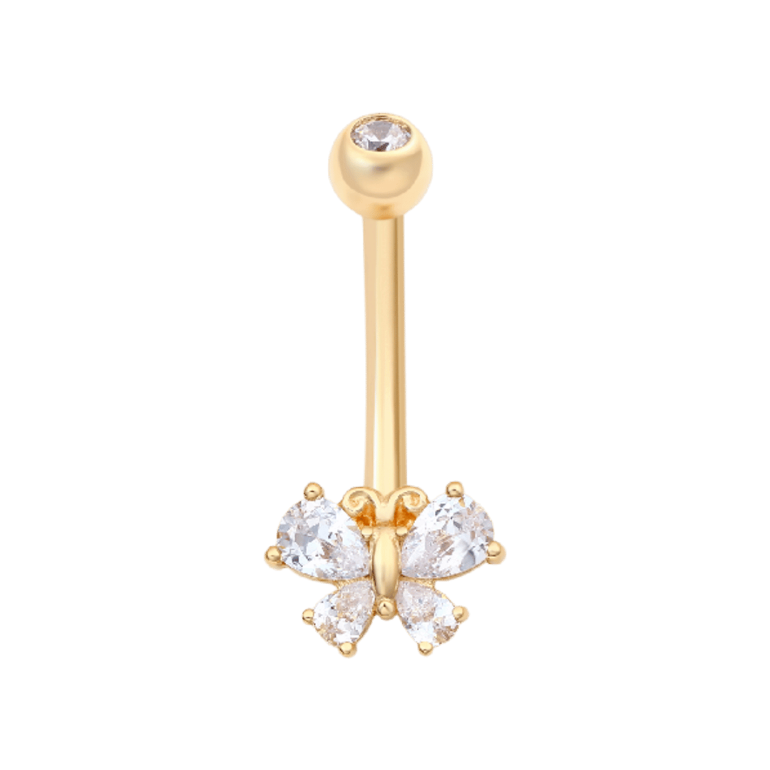 14k Gold Julia Butterfly Belly Barbell