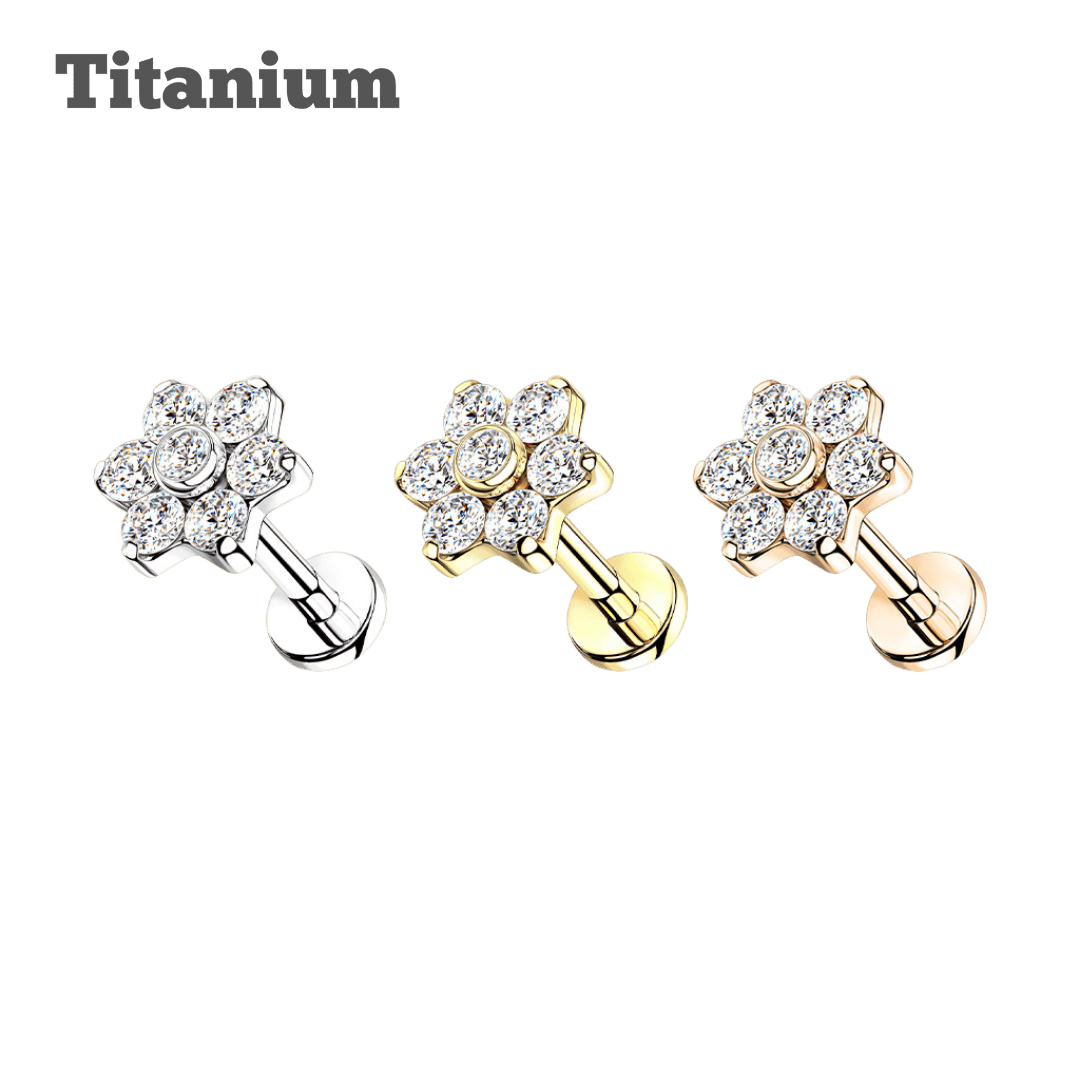 6mm flower titanium labret earring