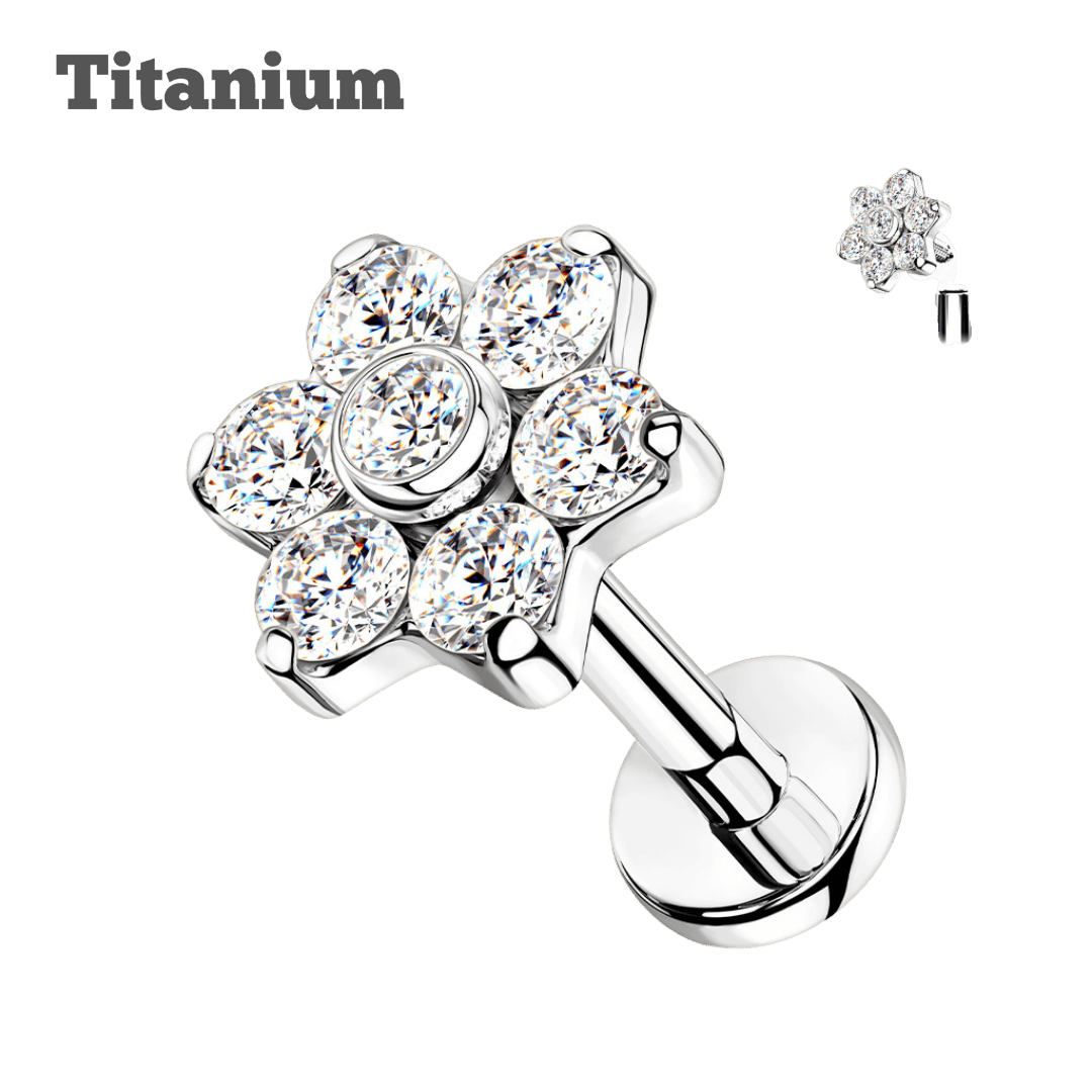 steel color 6mm flower titanium labret