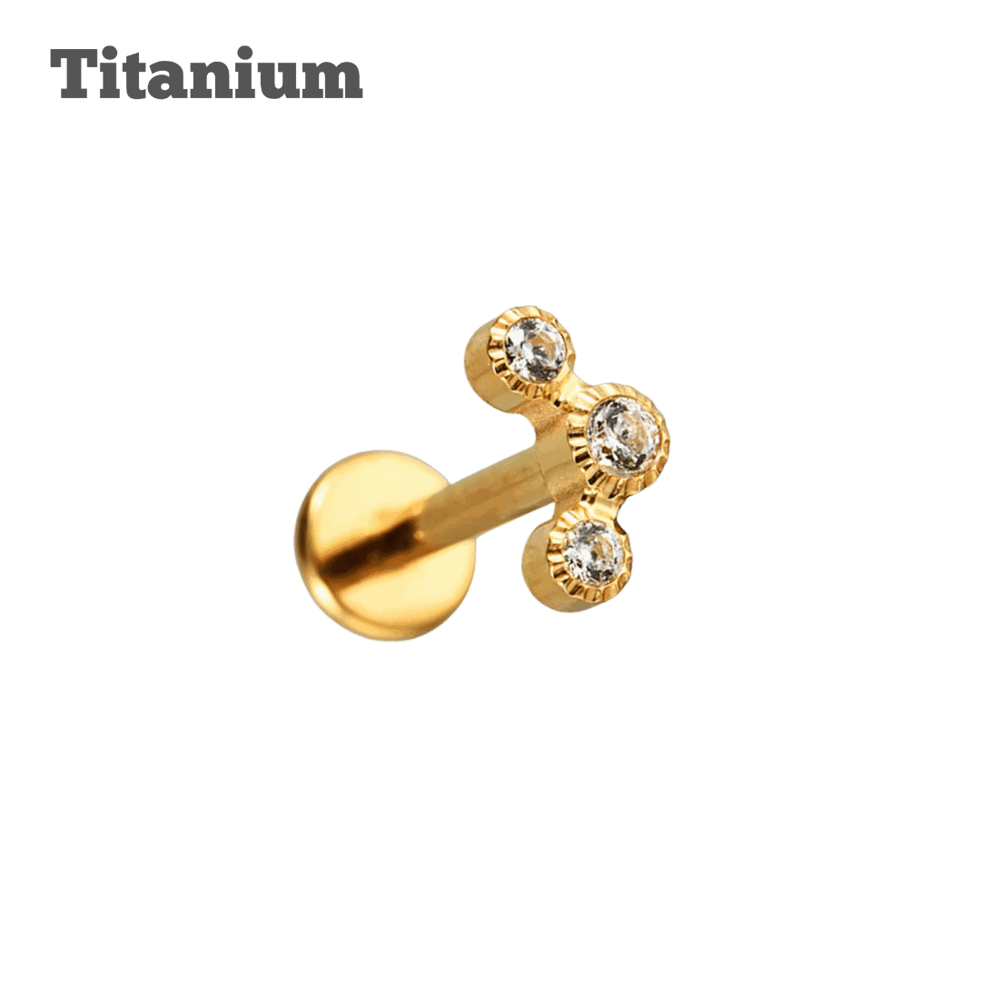 Titanium Trio Gem Threaded Labret