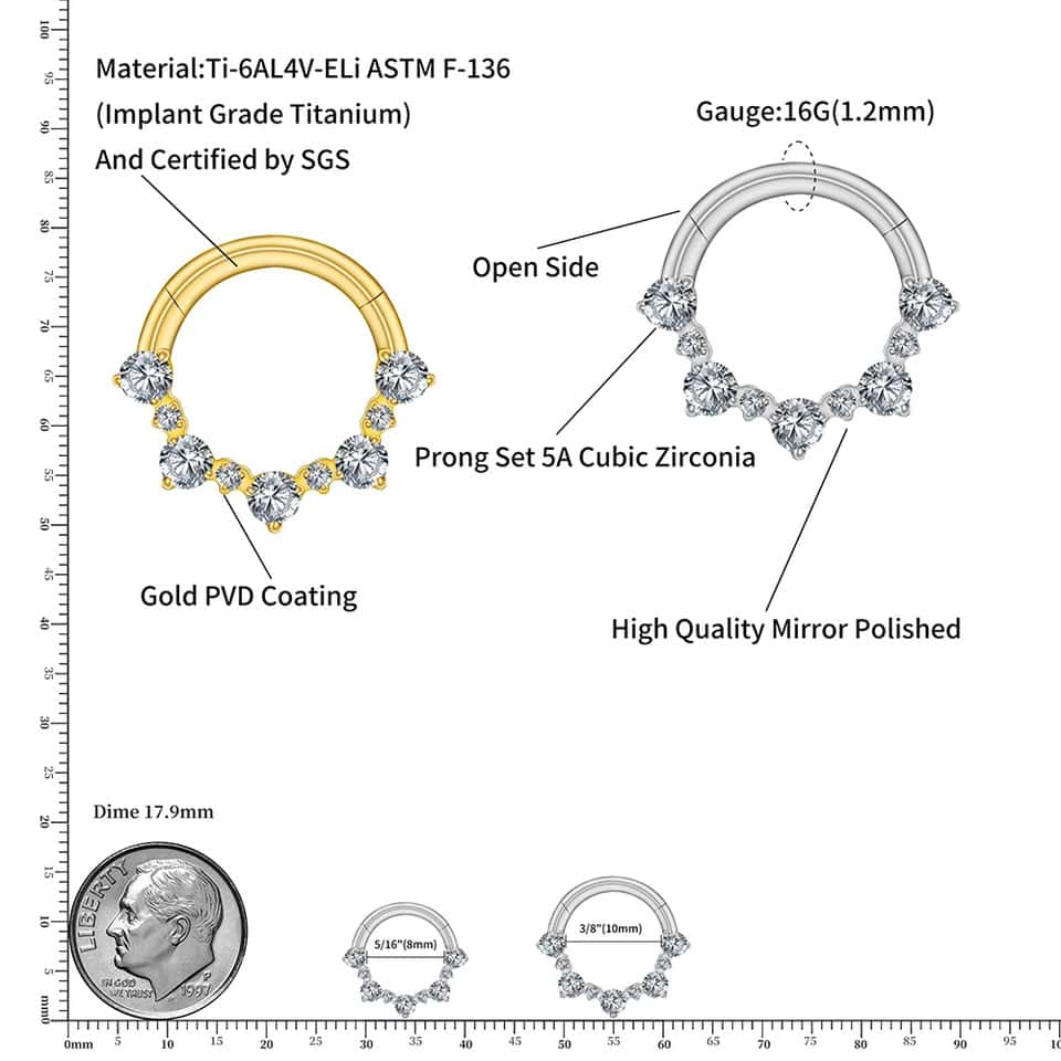 athena titanium hinged hoop earring size