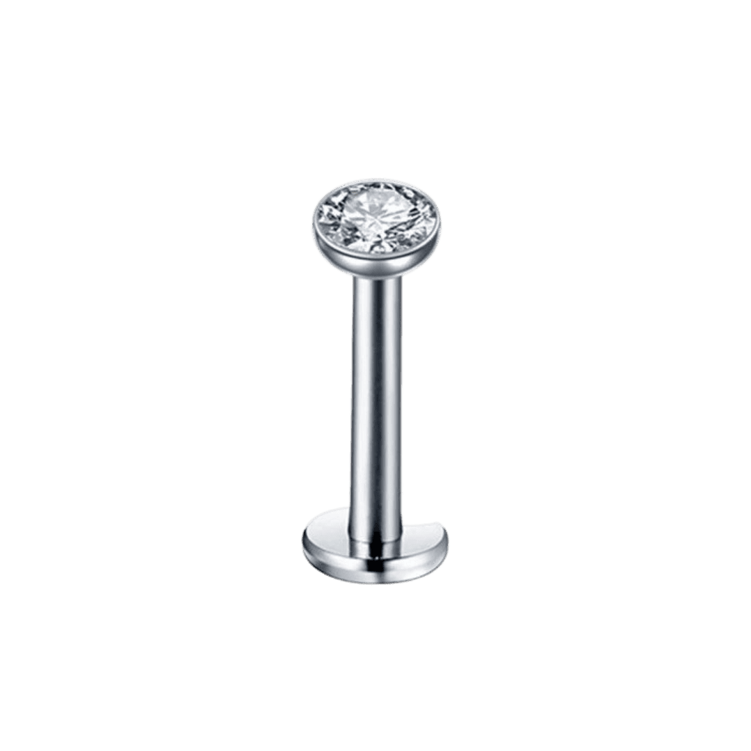 bezeled crystal labret steel