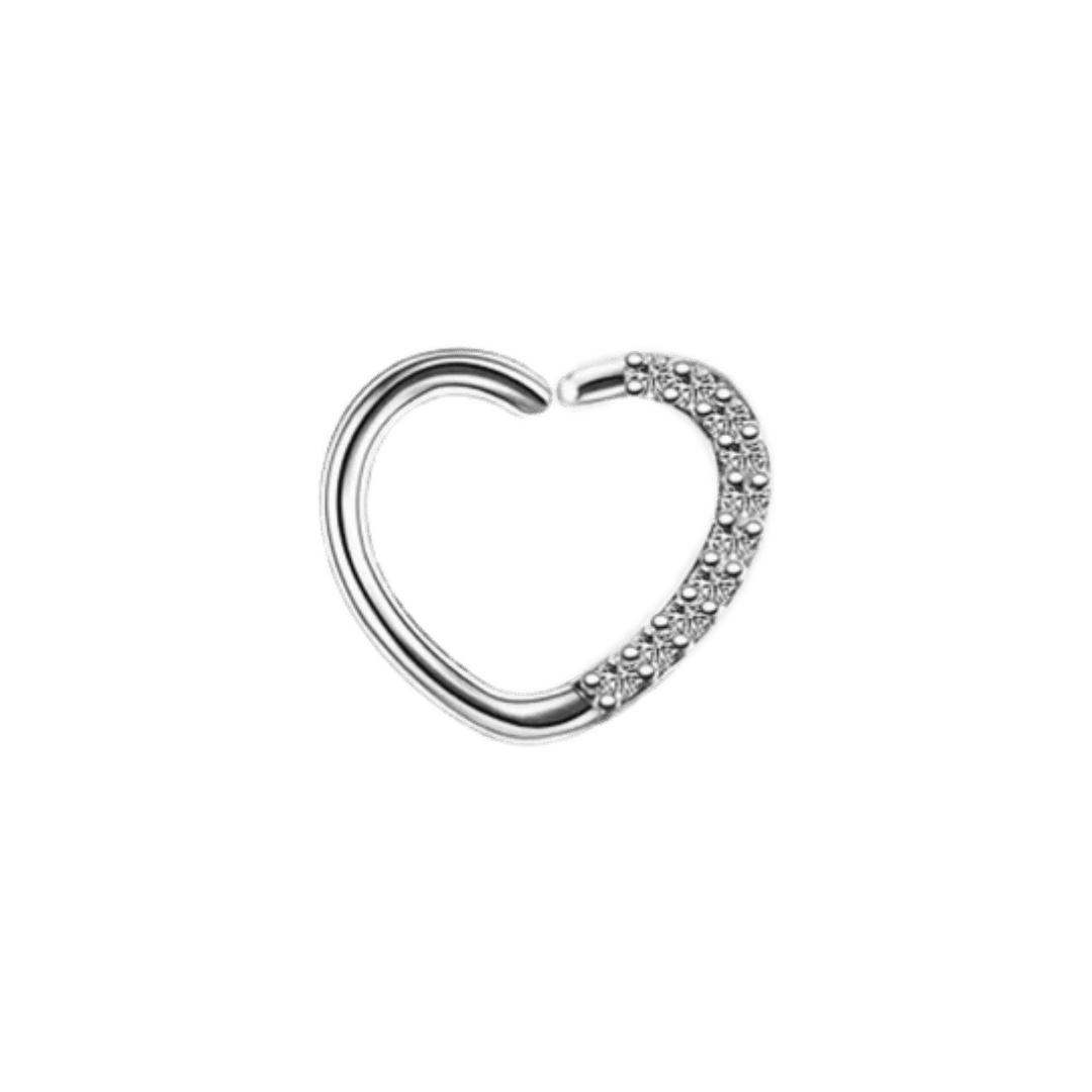 steel color paved heart seamless hoop 