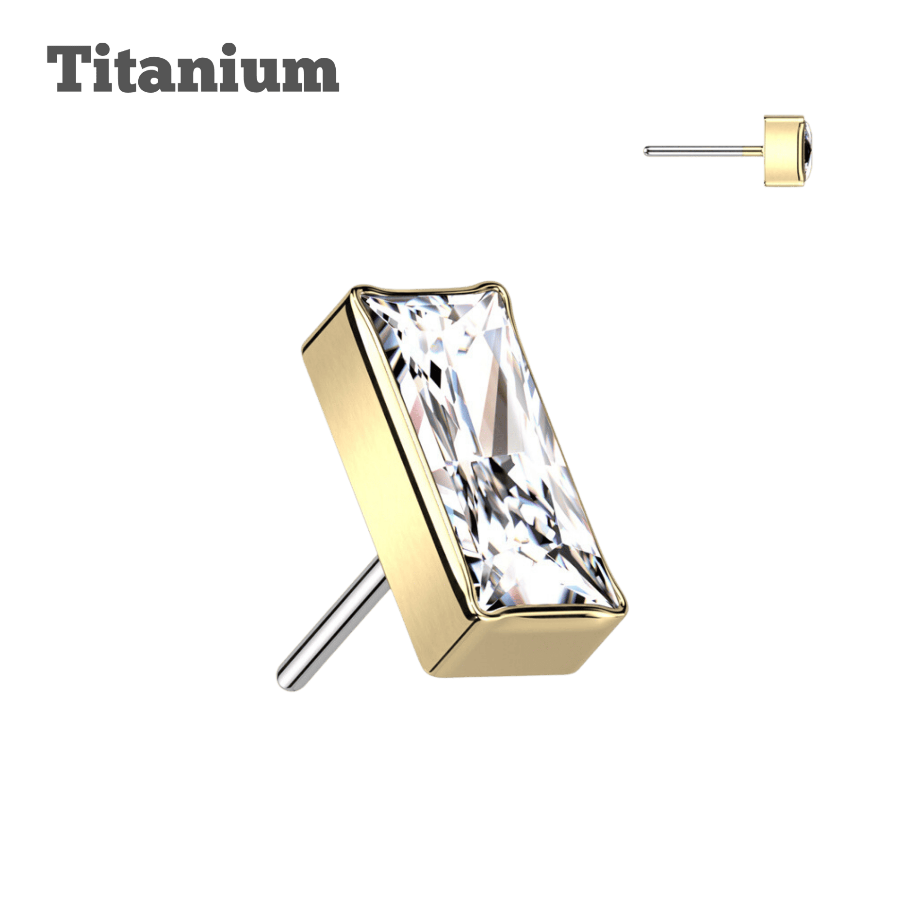 threadless top emerald cut gem gold color